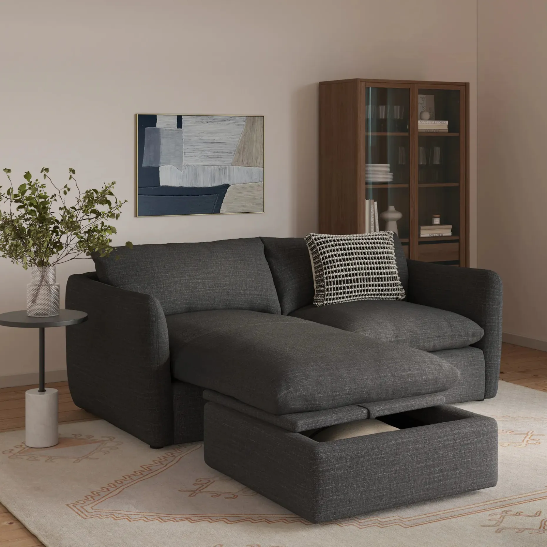 Leigh 86" Reversible Storage Sectional - Napa Charcoal