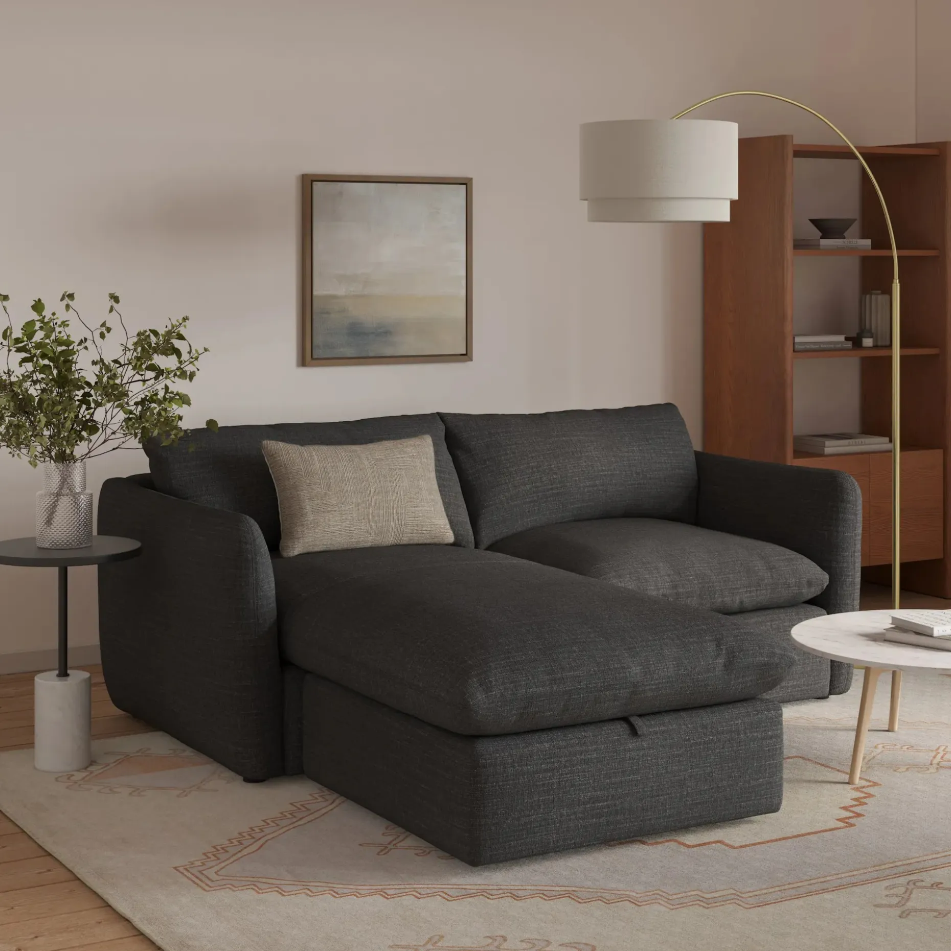 Leigh 86" Reversible Storage Sectional - Napa Charcoal