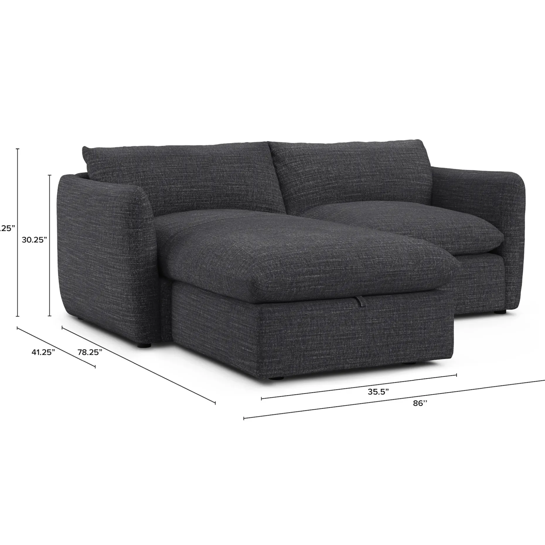 Leigh 86" Reversible Storage Sectional - Napa Charcoal