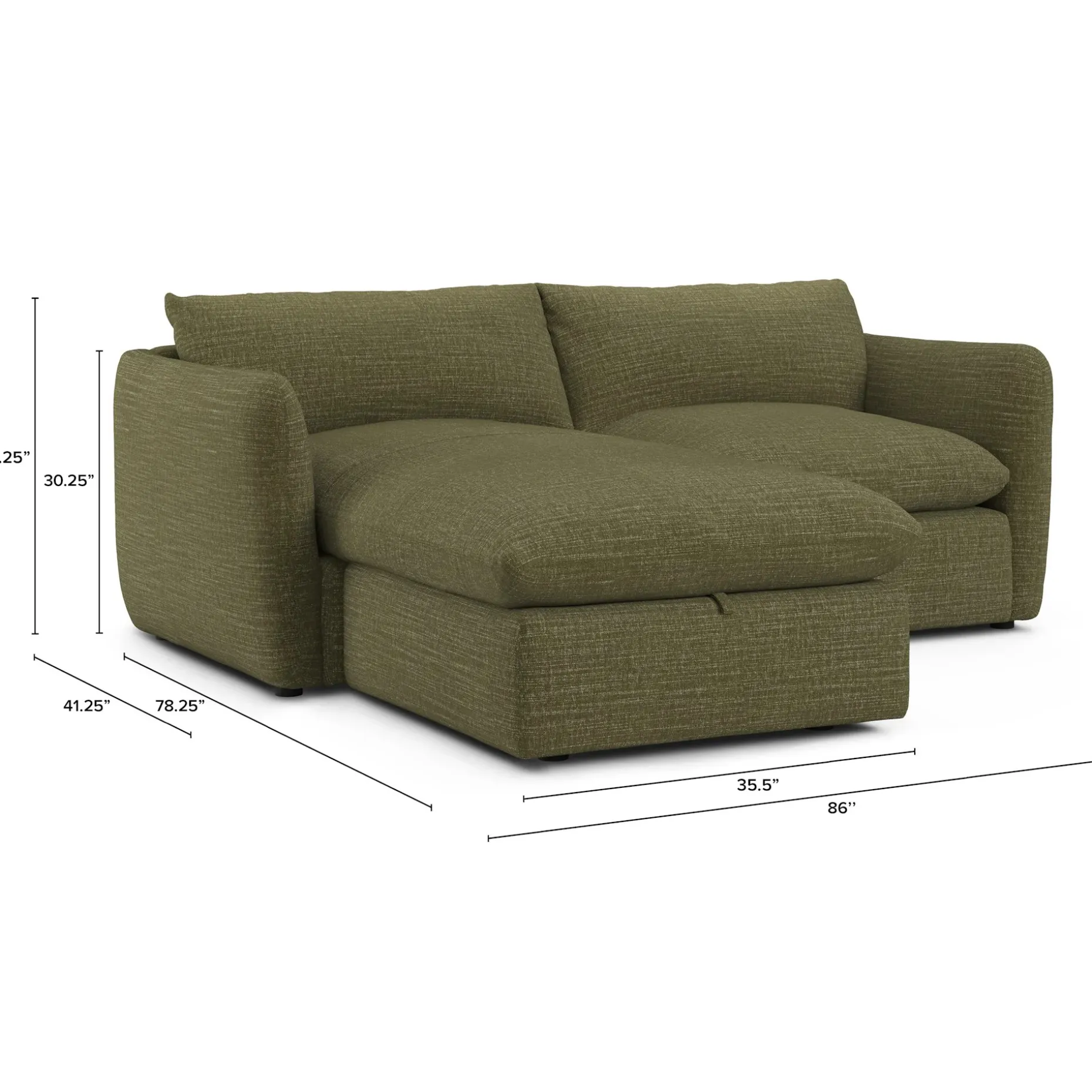 Leigh 86" Reversible Storage Sectional - Napa Moss