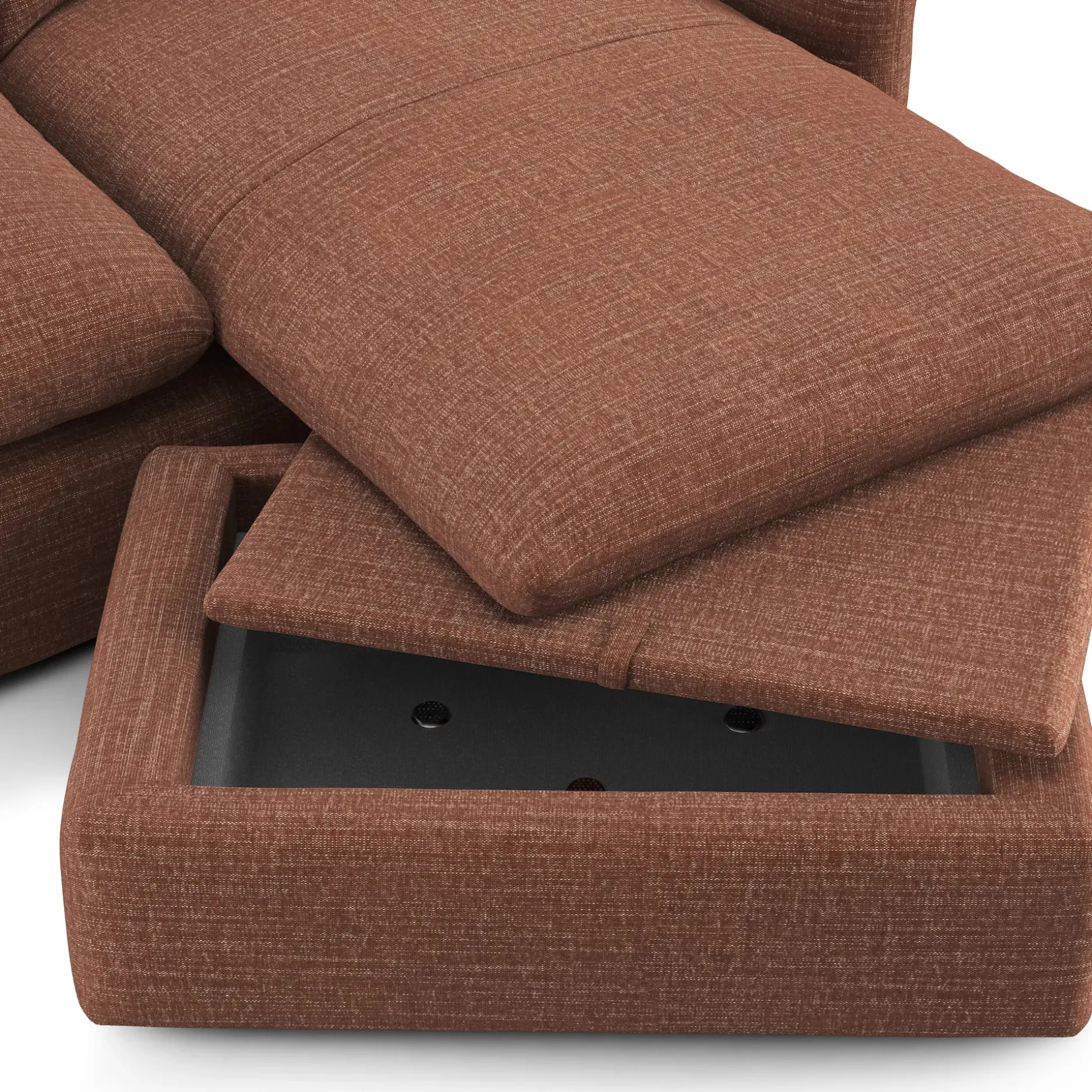 Leigh 86" Reversible Storage Sleeper Sectional - Napa Rust
