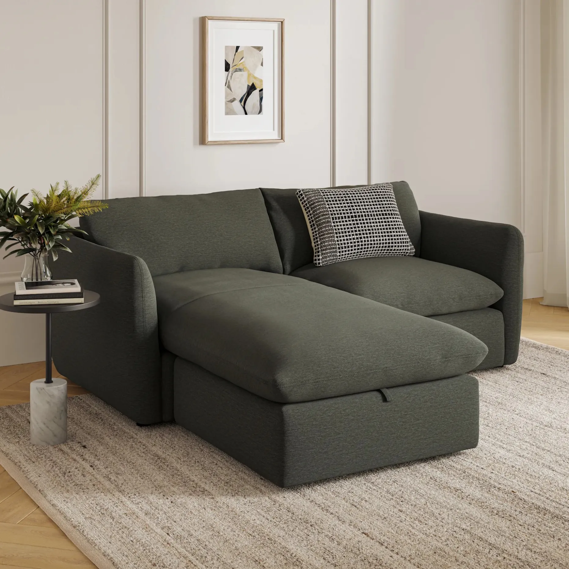 Leigh 86" Reversible Storage Sleeper Sectional - Silver Moss