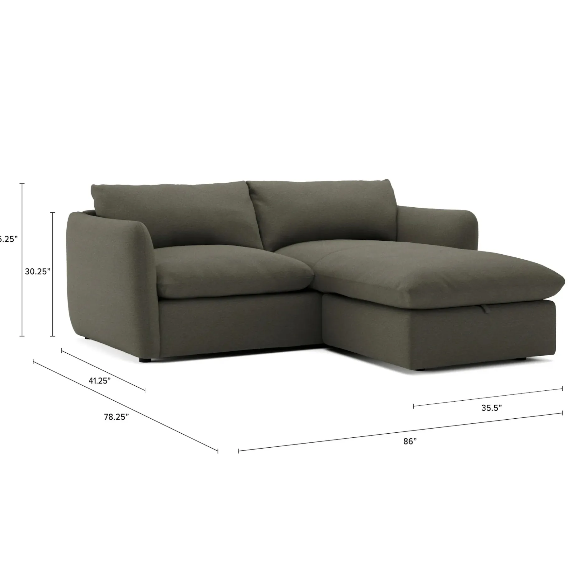 Leigh 86" Reversible Storage Sleeper Sectional - Silver Moss