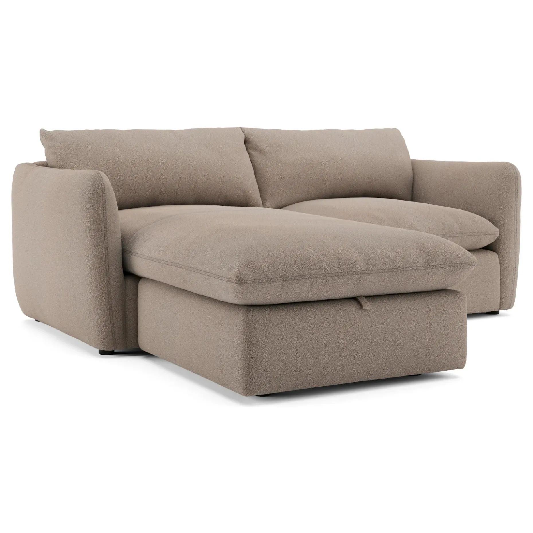 Leigh 86" Reversible Storage Sleeper Sectional - Sandstone Wool Bouclé