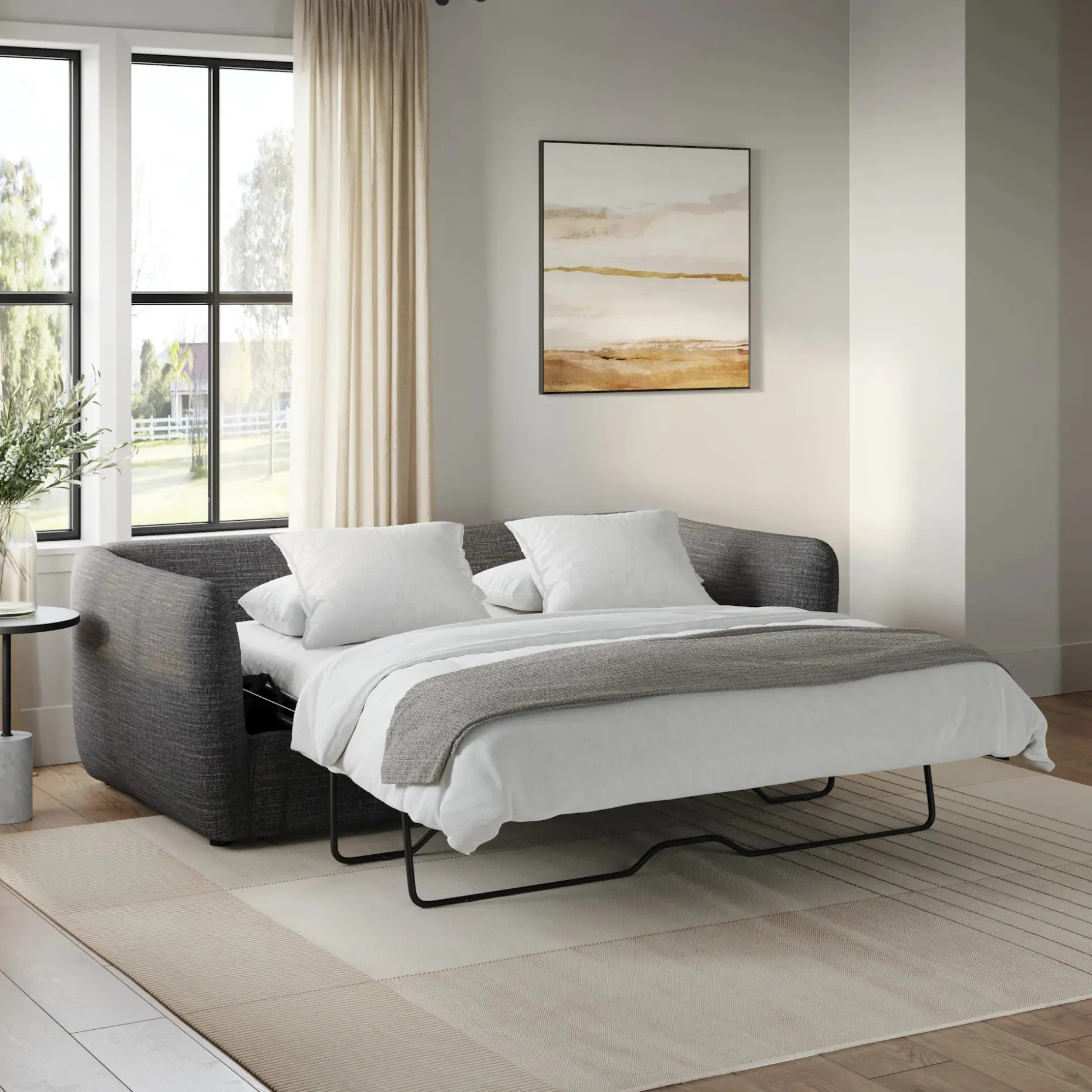 Leigh 86" Reversible Storage Sleeper Sectional - Napa Charcoal