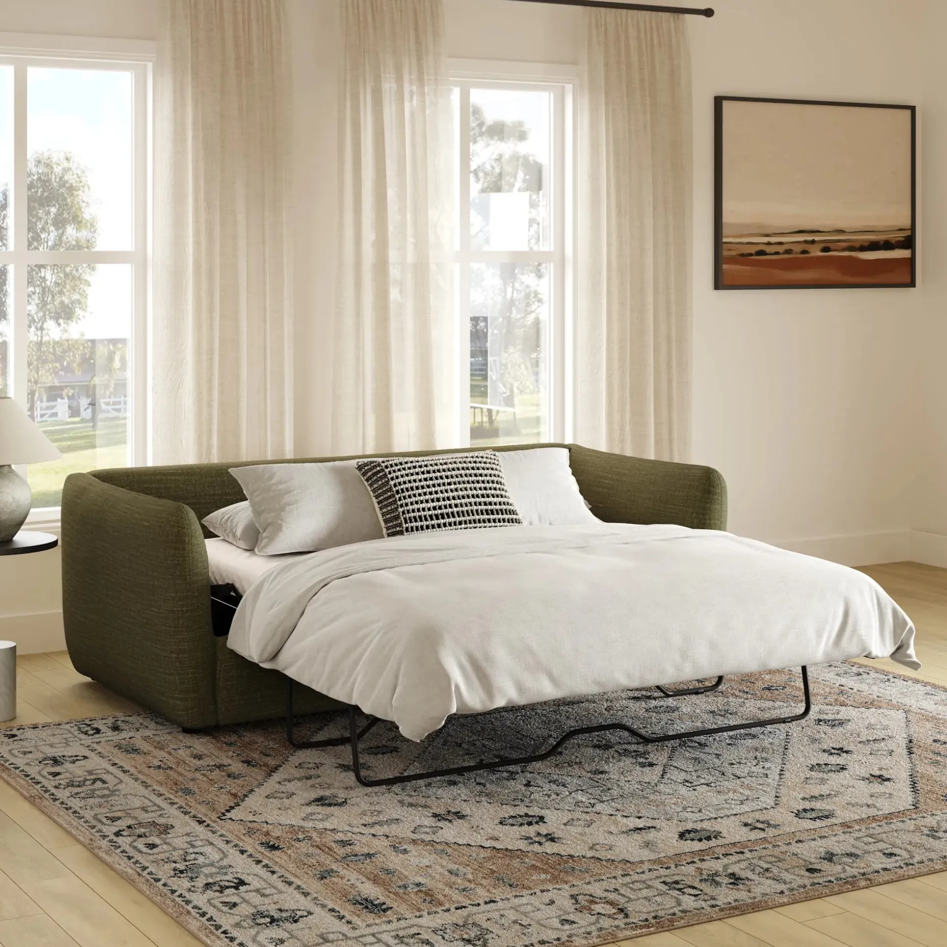 Leigh 86" Reversible Storage Sleeper Sectional - Napa Moss