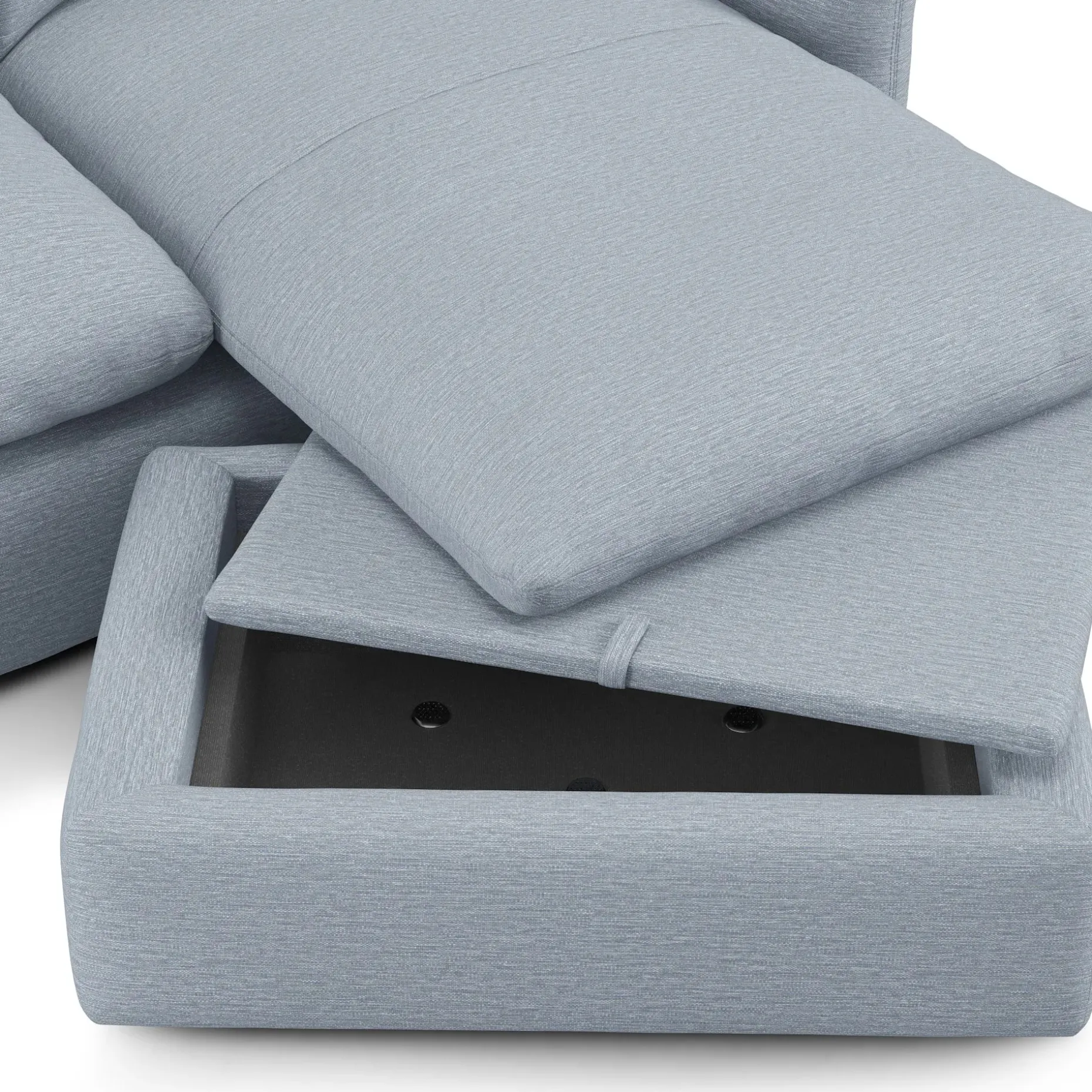 Leigh 86" Reversible Storage Sleeper Sectional - Silver Light Blue