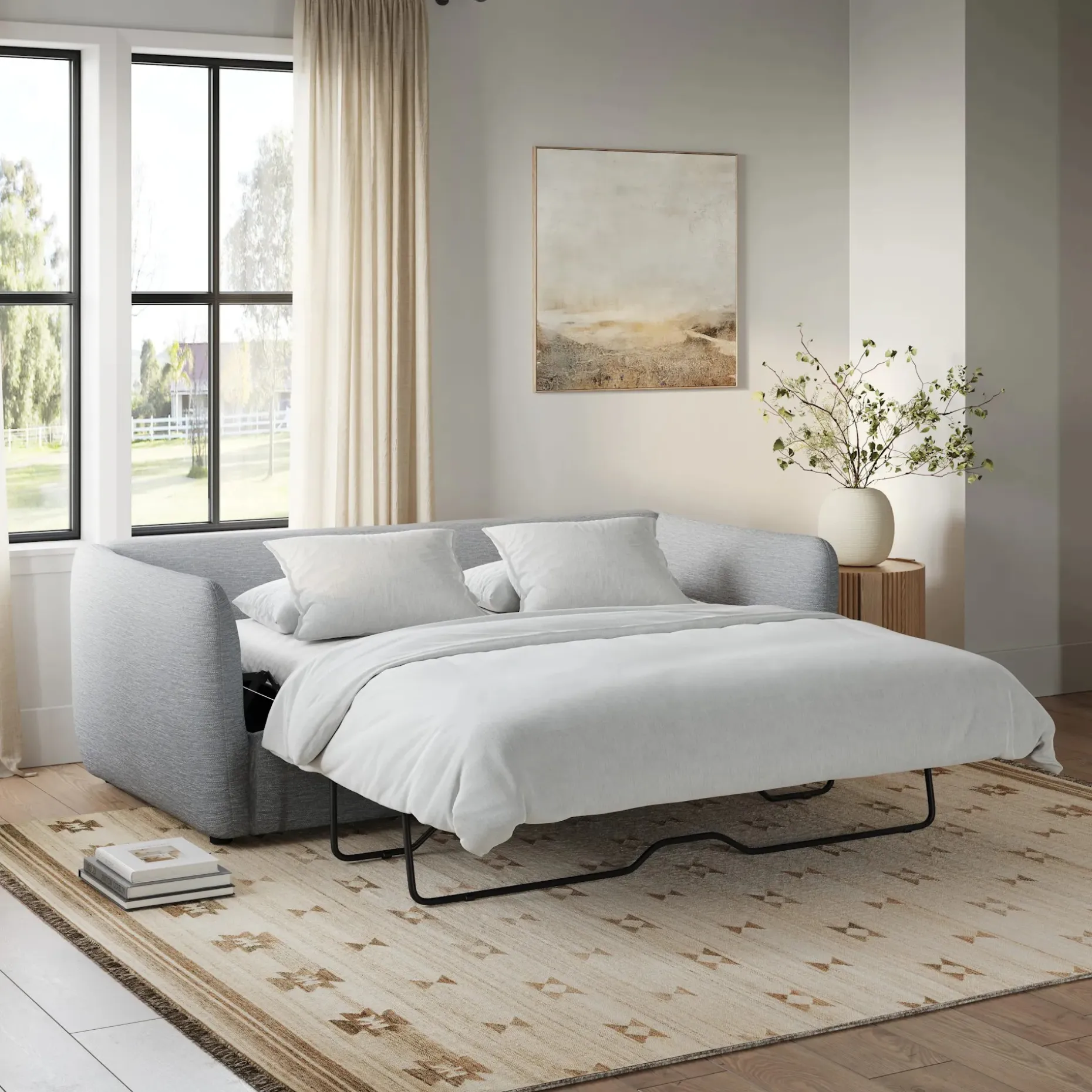 Leigh 86" Reversible Storage Sleeper Sectional - Silver Light Blue