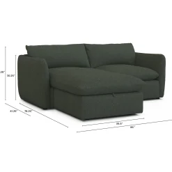 Leigh 86" Reversible Storage Sleeper Sectional - Green Wool Bouclé