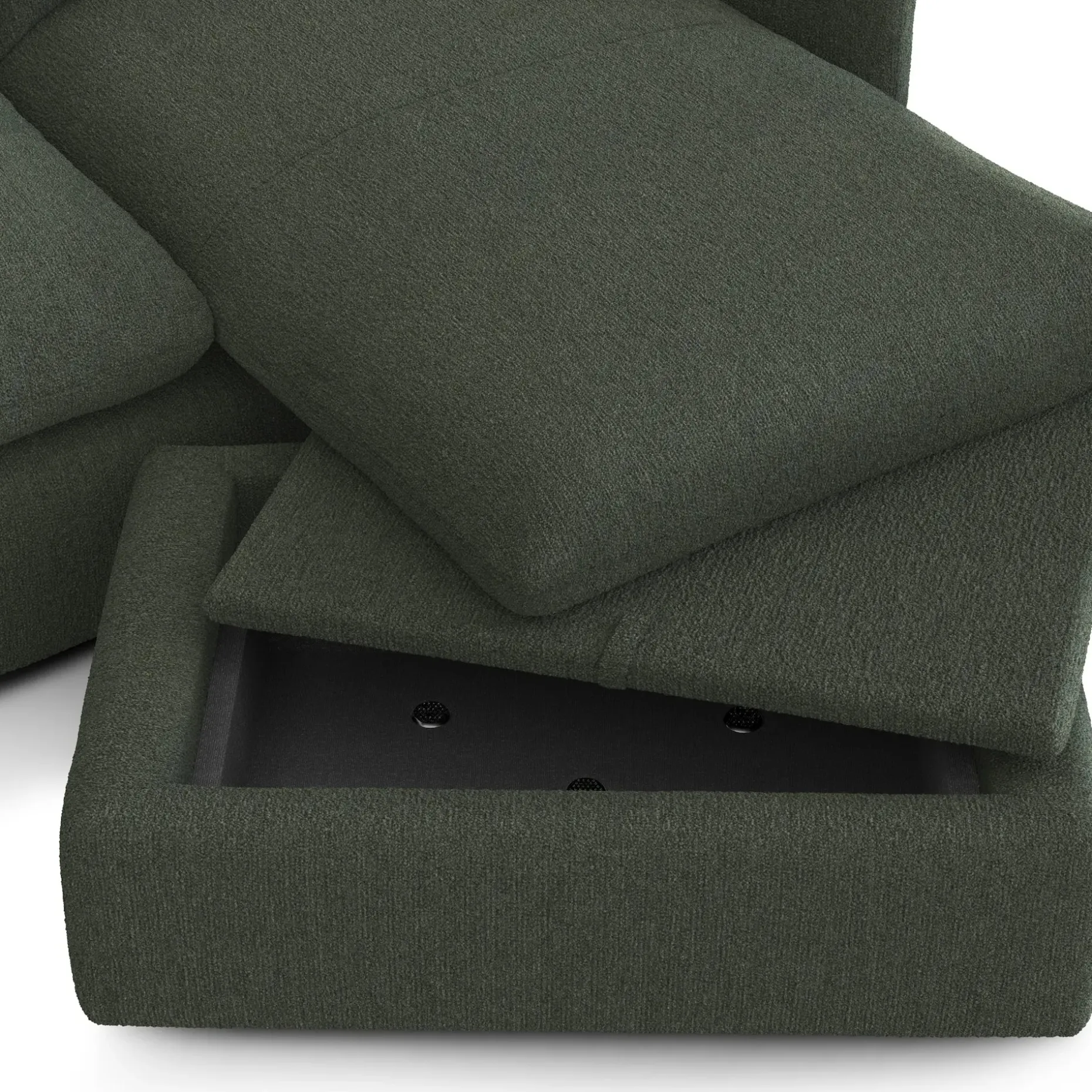 Leigh 86" Reversible Storage Sleeper Sectional - Green Wool Bouclé