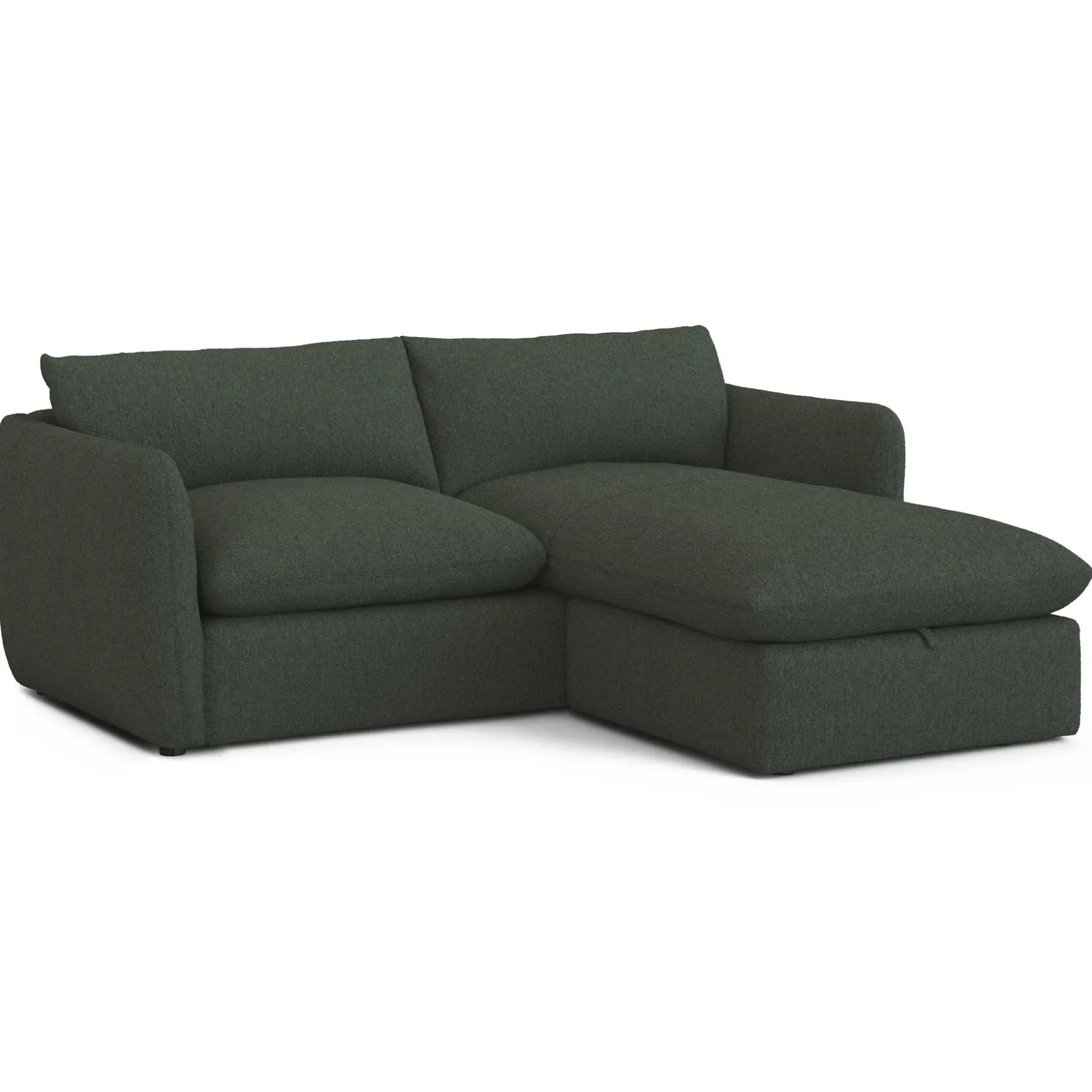 Leigh 86" Reversible Storage Sleeper Sectional - Green Wool Bouclé