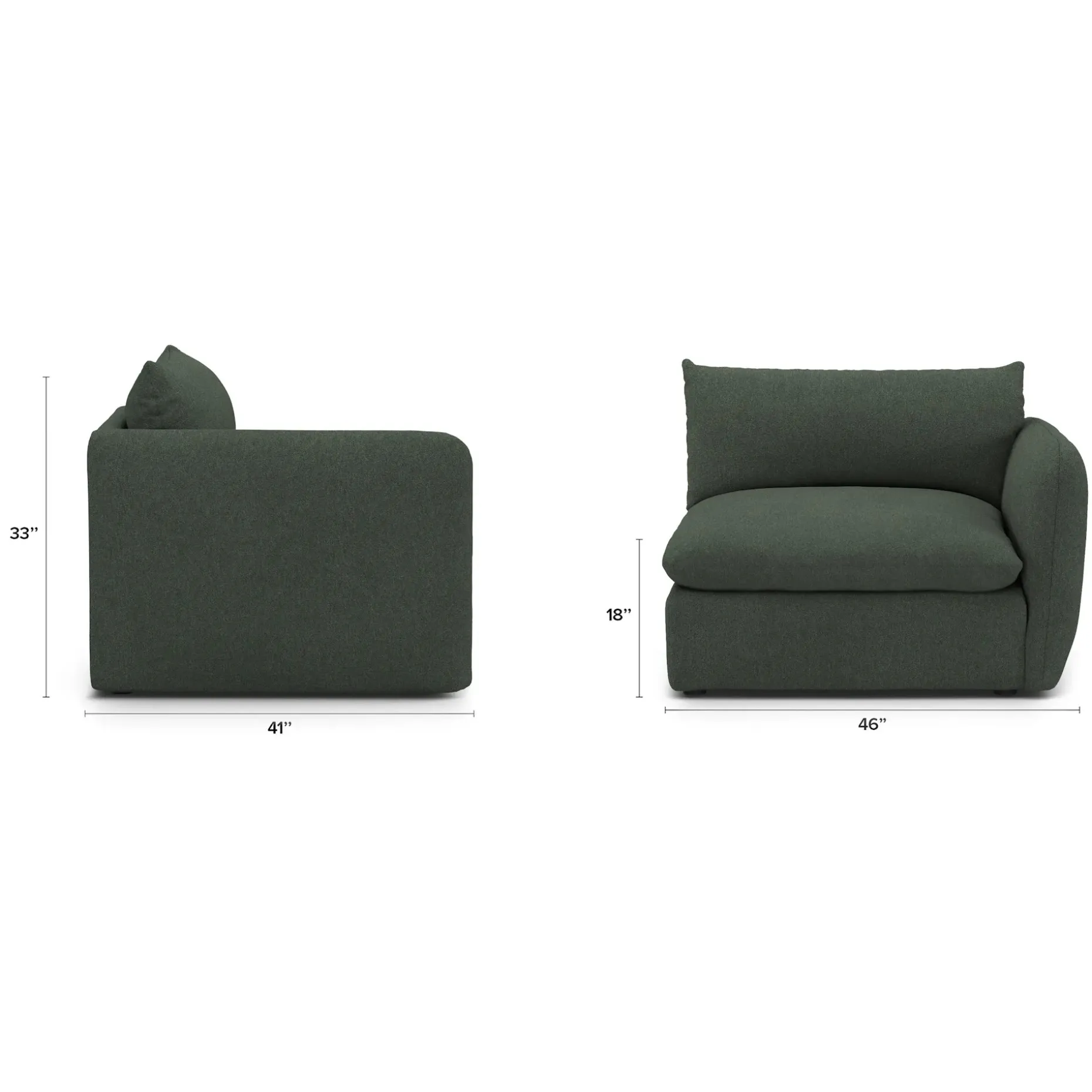 Leigh 46" Right Arm Module - Green Wool Bouclé
