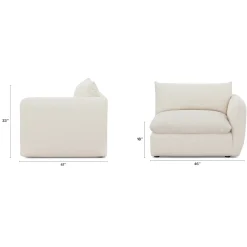 Leigh 46" Right Arm Module - Ivory Wool Bouclé