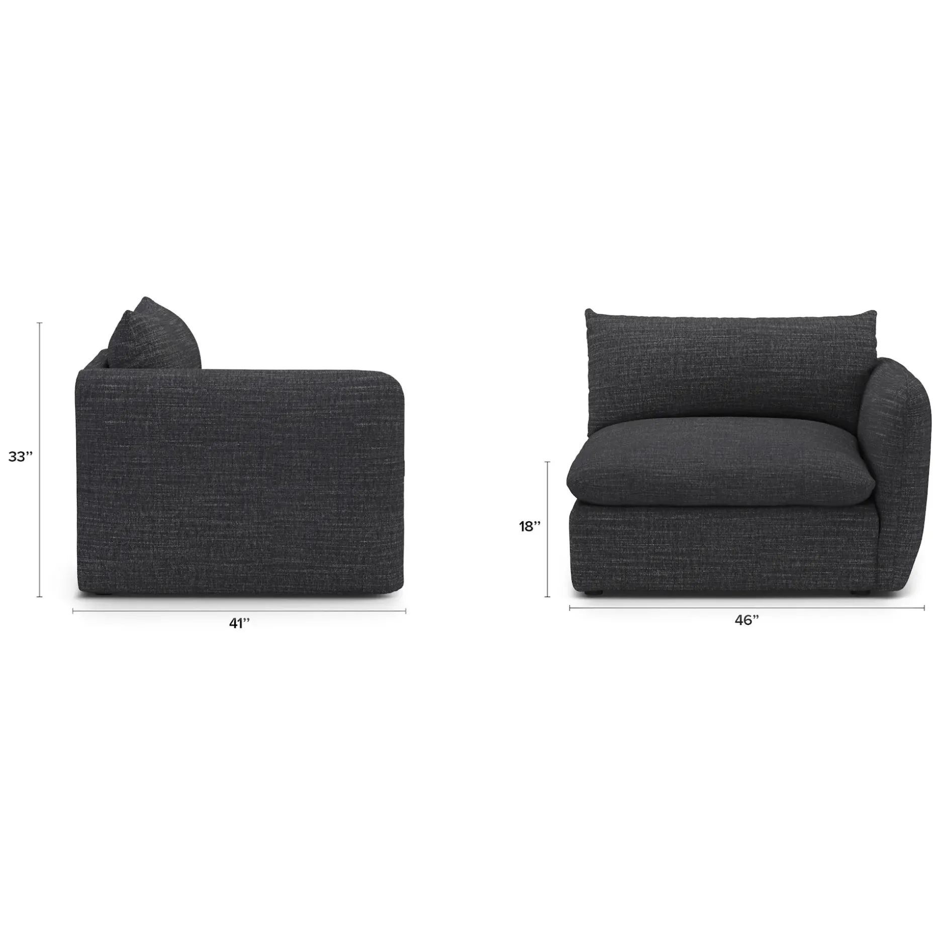 Leigh 46" Right Arm Module - Napa Charcoal