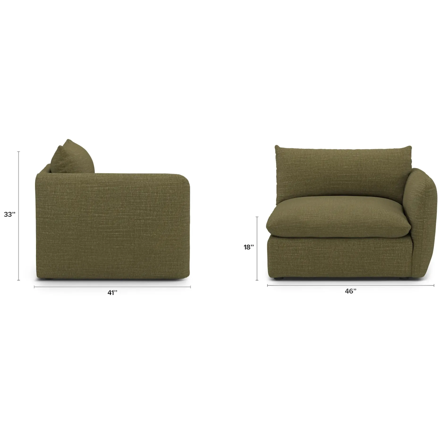 Leigh 46" Right Arm Module - Napa Moss