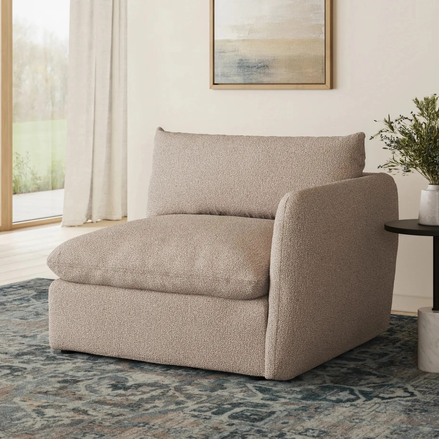 Leigh 46" Right Arm Module - Sandstone Wool Bouclé