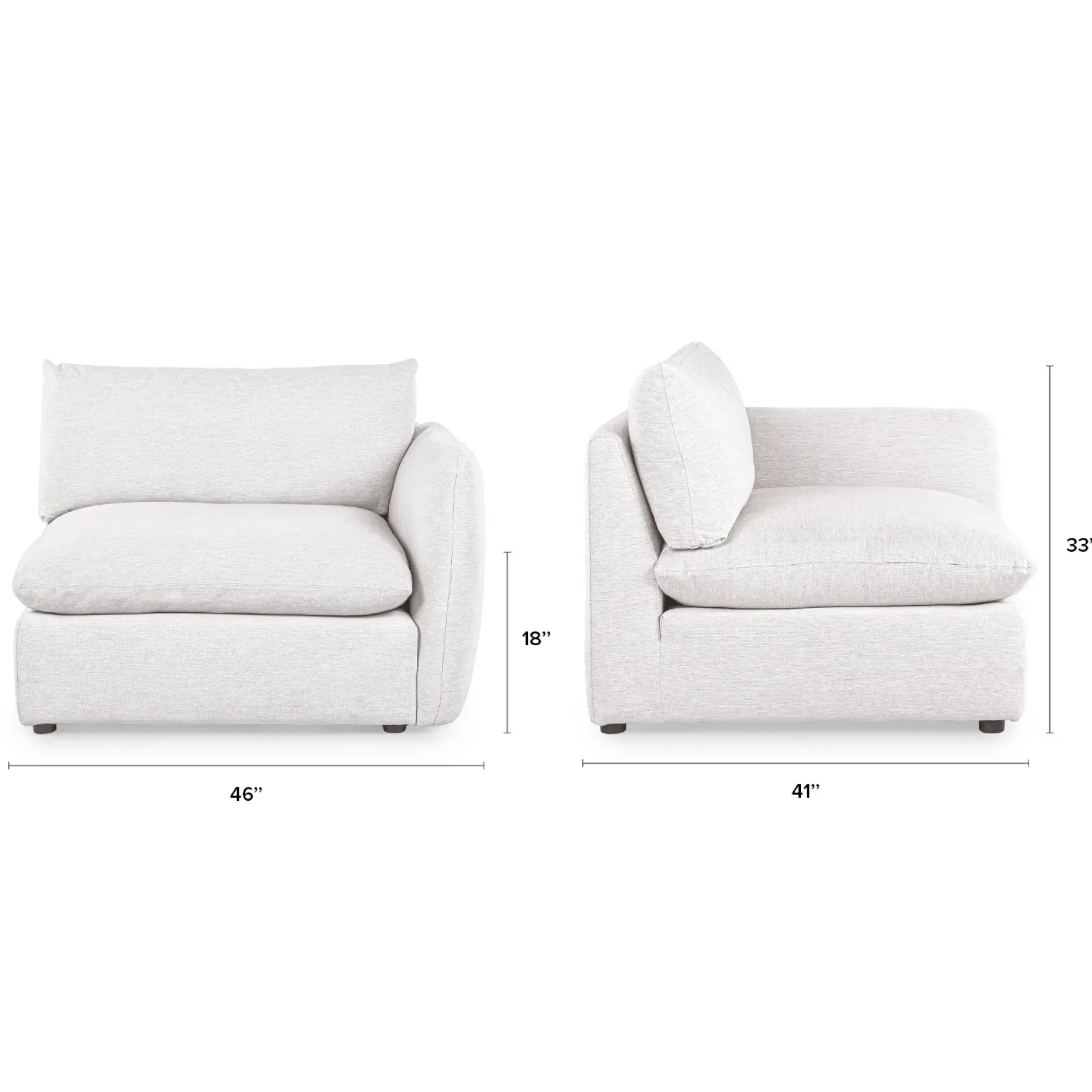 Leigh 46" Right Arm Module - Silver Ivory