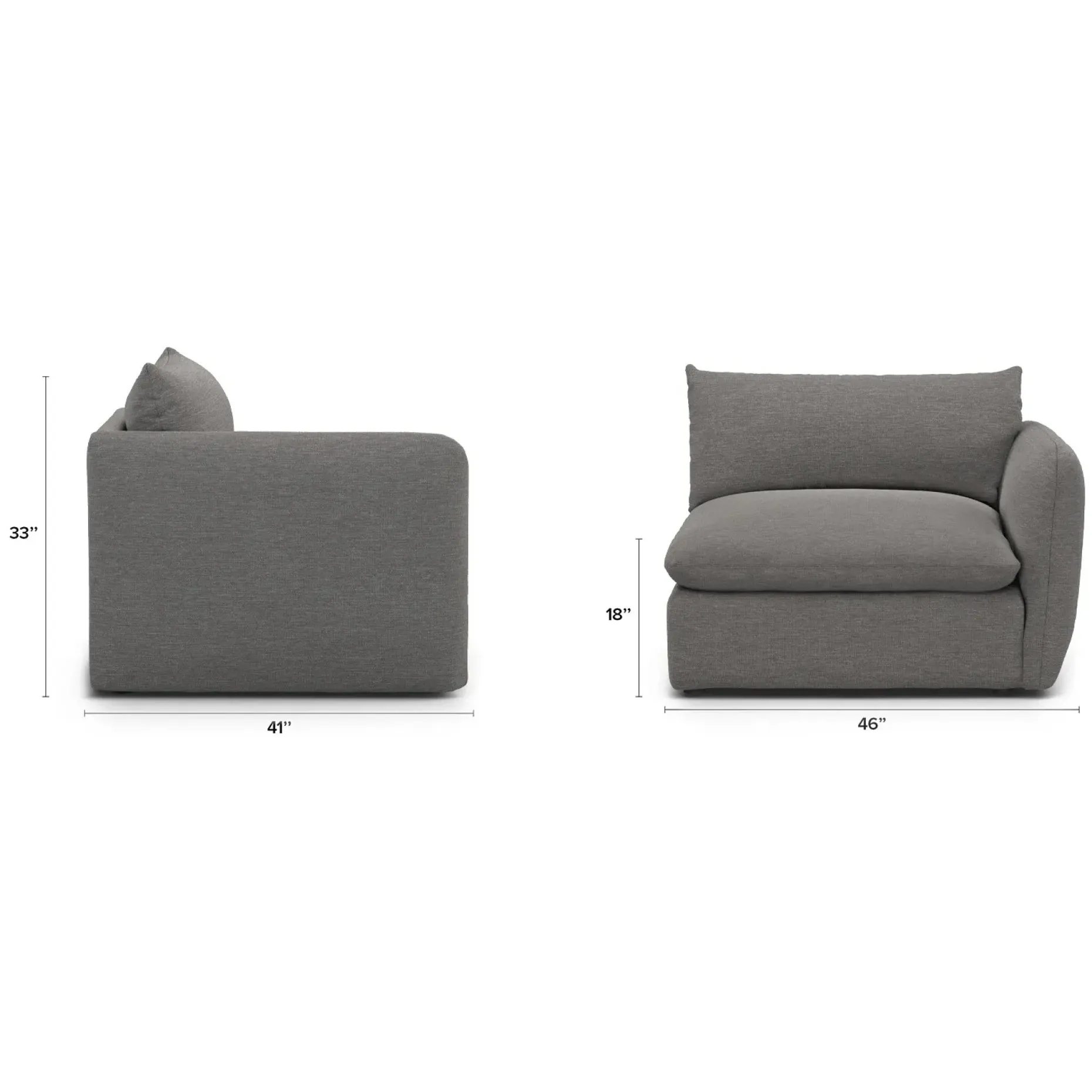 Leigh 46" Right Arm Module - Silver Gray