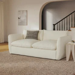 Leigh 86" Sofa Bed - Ivory Wool Bouclé