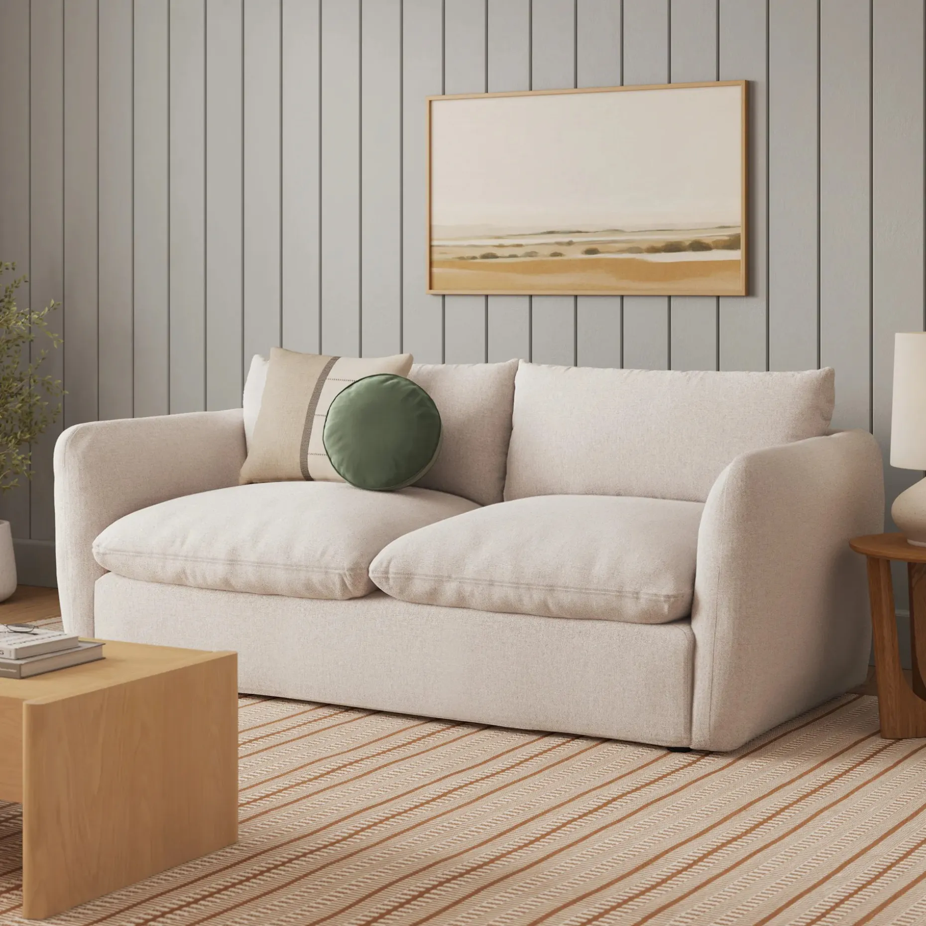 Leigh 86" Sofa Bed - Napa White