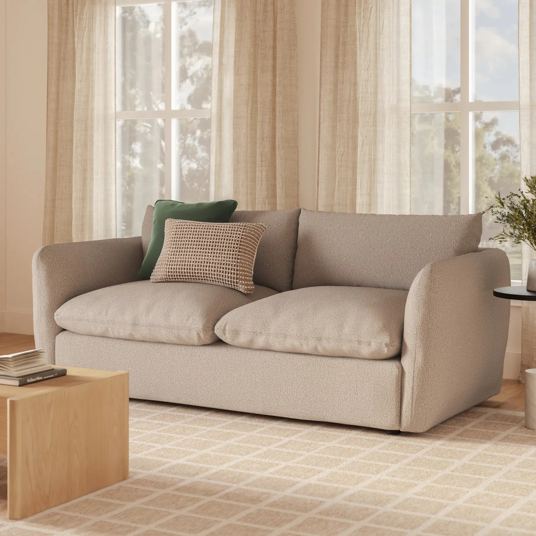 Leigh 86" Sofa Bed - Sandstone Wool Bouclé