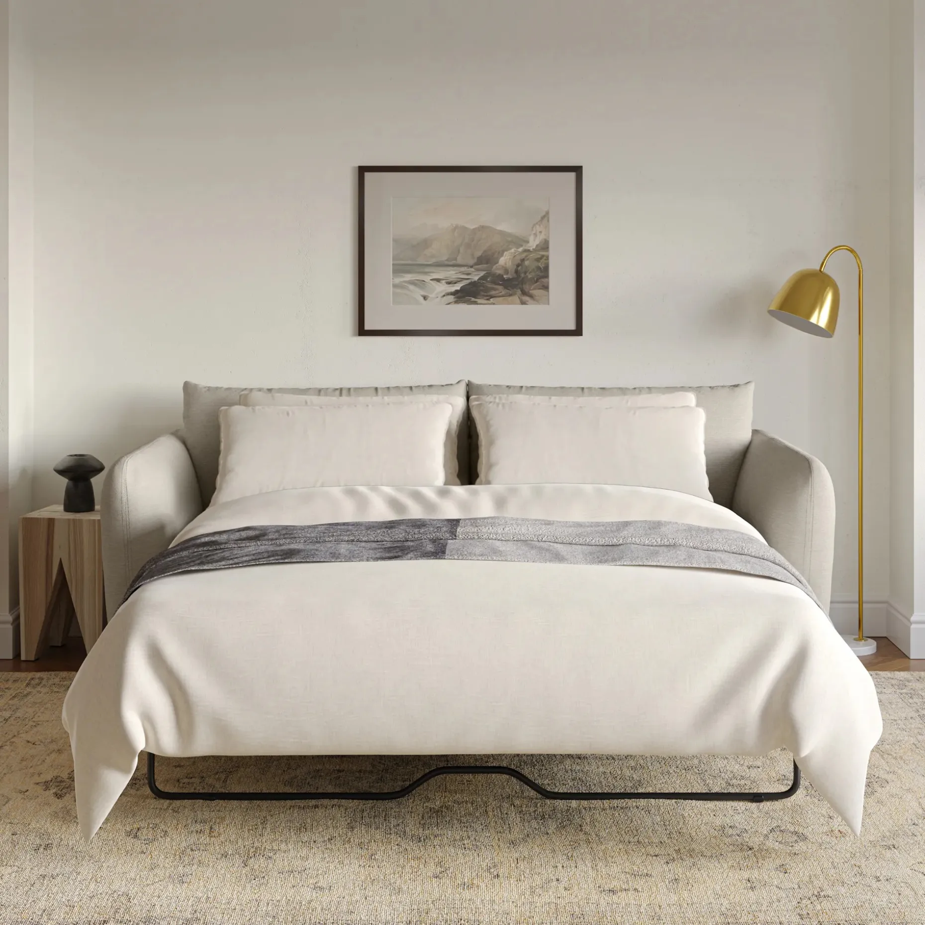 Leigh 86" Sofa Bed - Silver Ivory