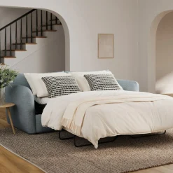 Leigh 86" Sofa Bed - Silver Light Blue