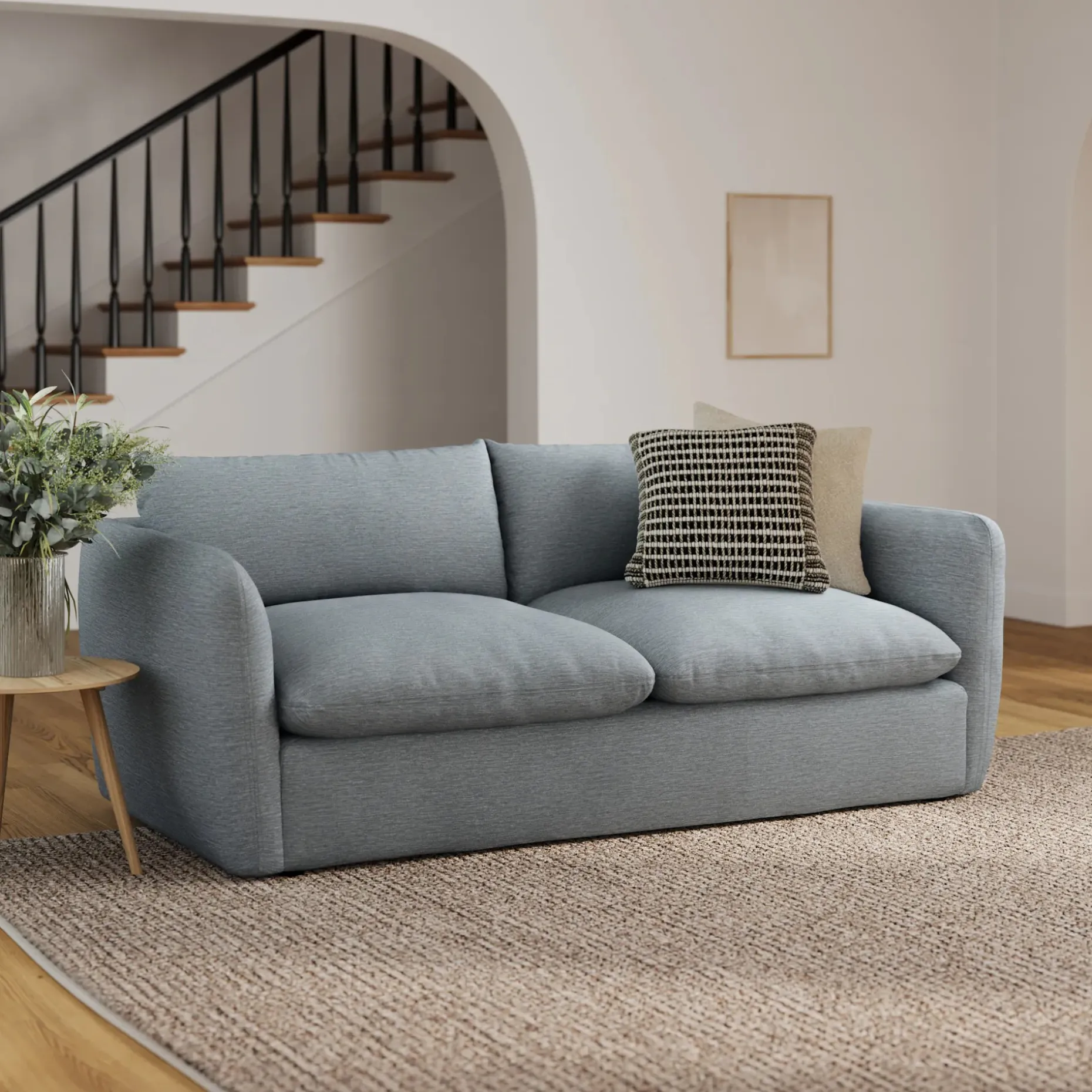 Leigh 86" Sofa Bed - Silver Light Blue