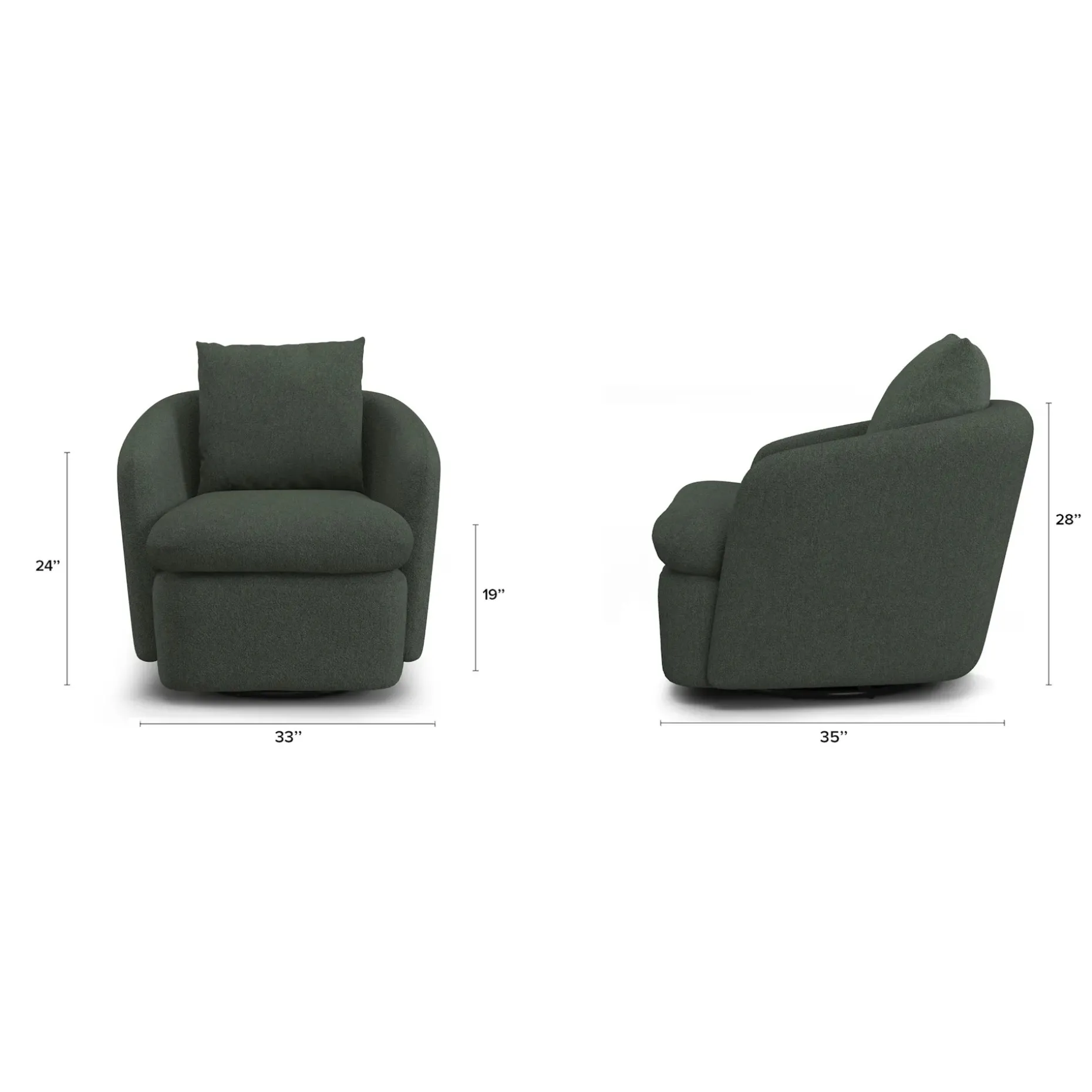 Leigh 33" Swivel Lounge Chair - Green Wool Bouclé