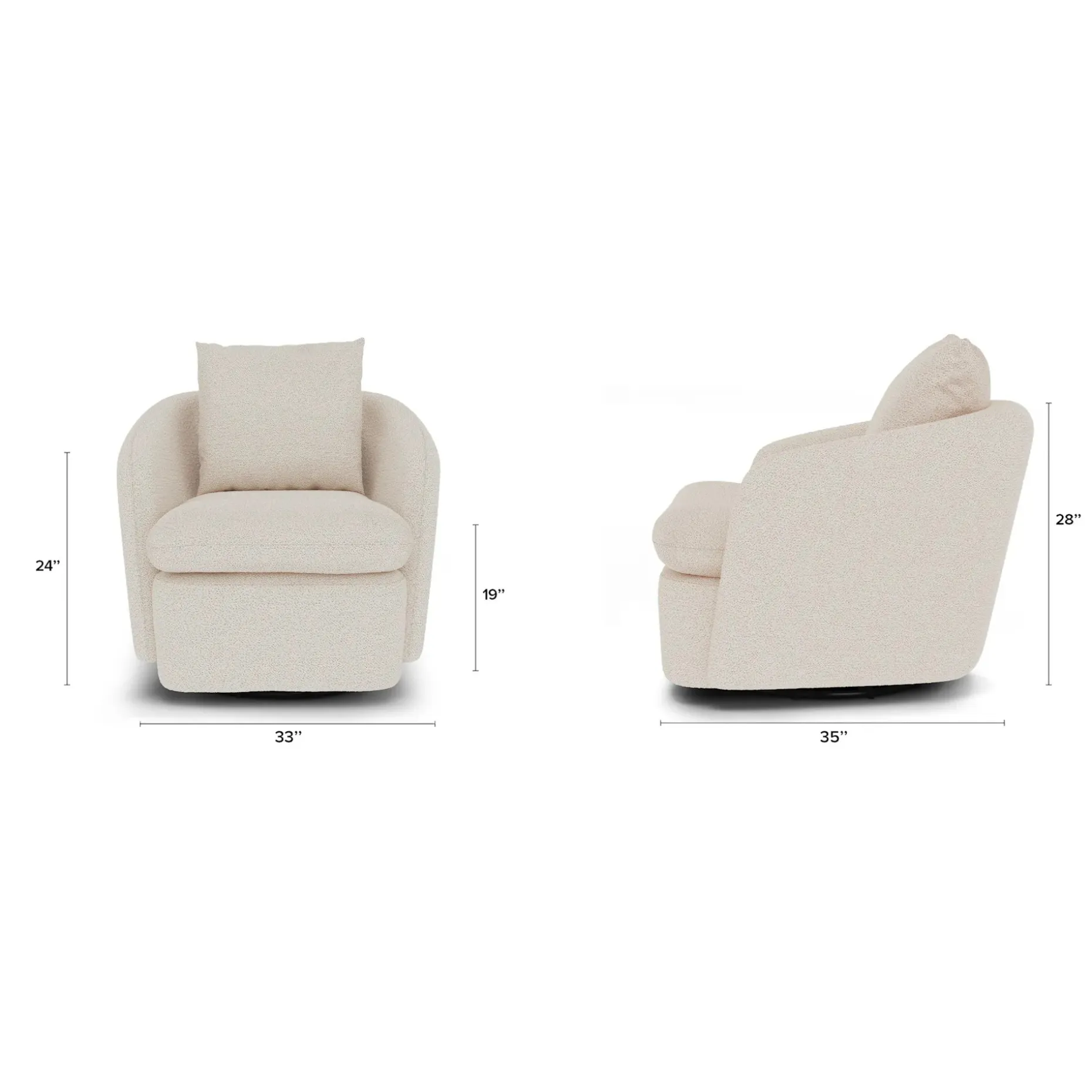 Leigh 33" Swivel Lounge Chair - Ivory Wool Bouclé