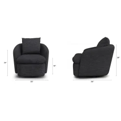 Leigh 33" Swivel Lounge Chair - Napa Charcoal