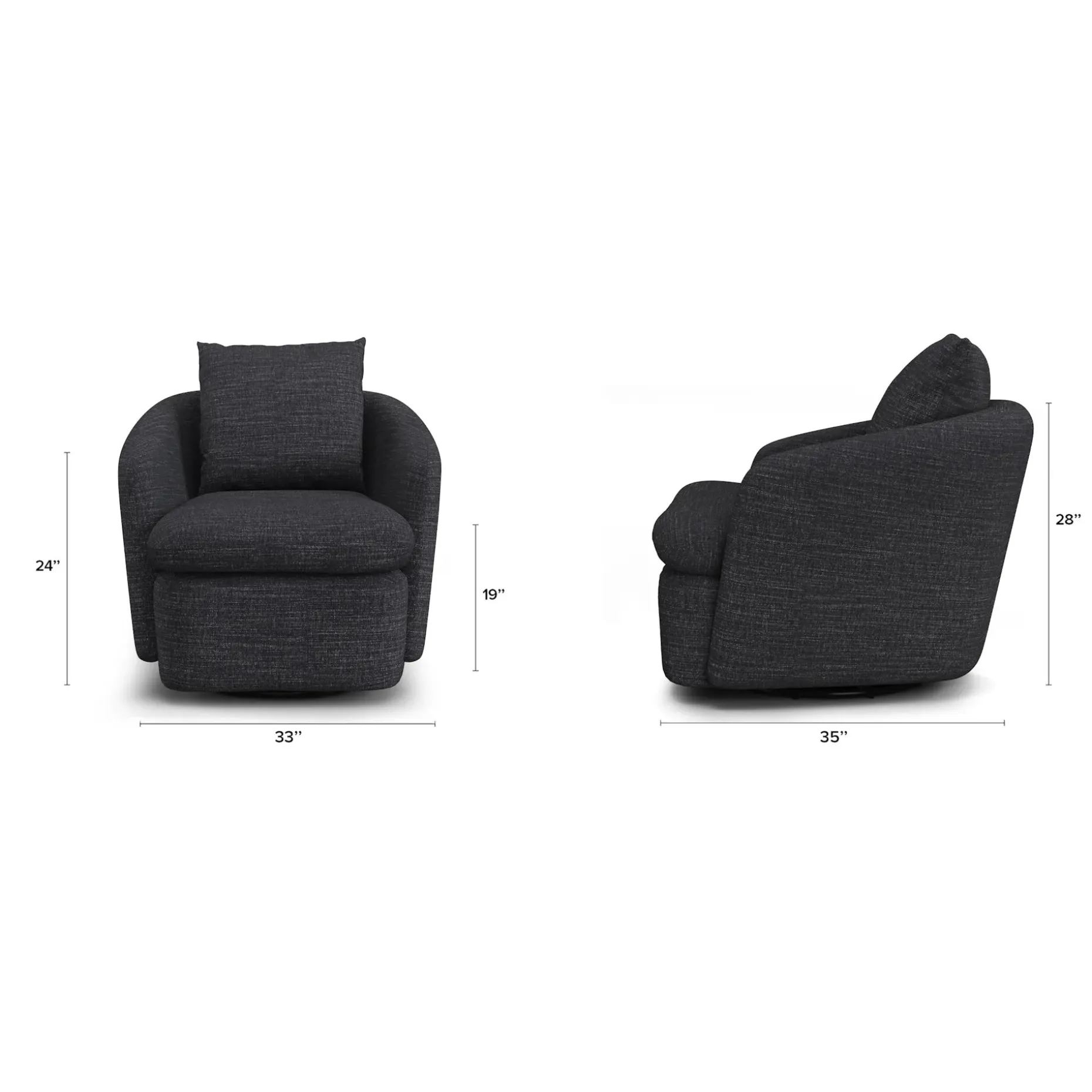 Leigh 33" Swivel Lounge Chair - Napa Charcoal
