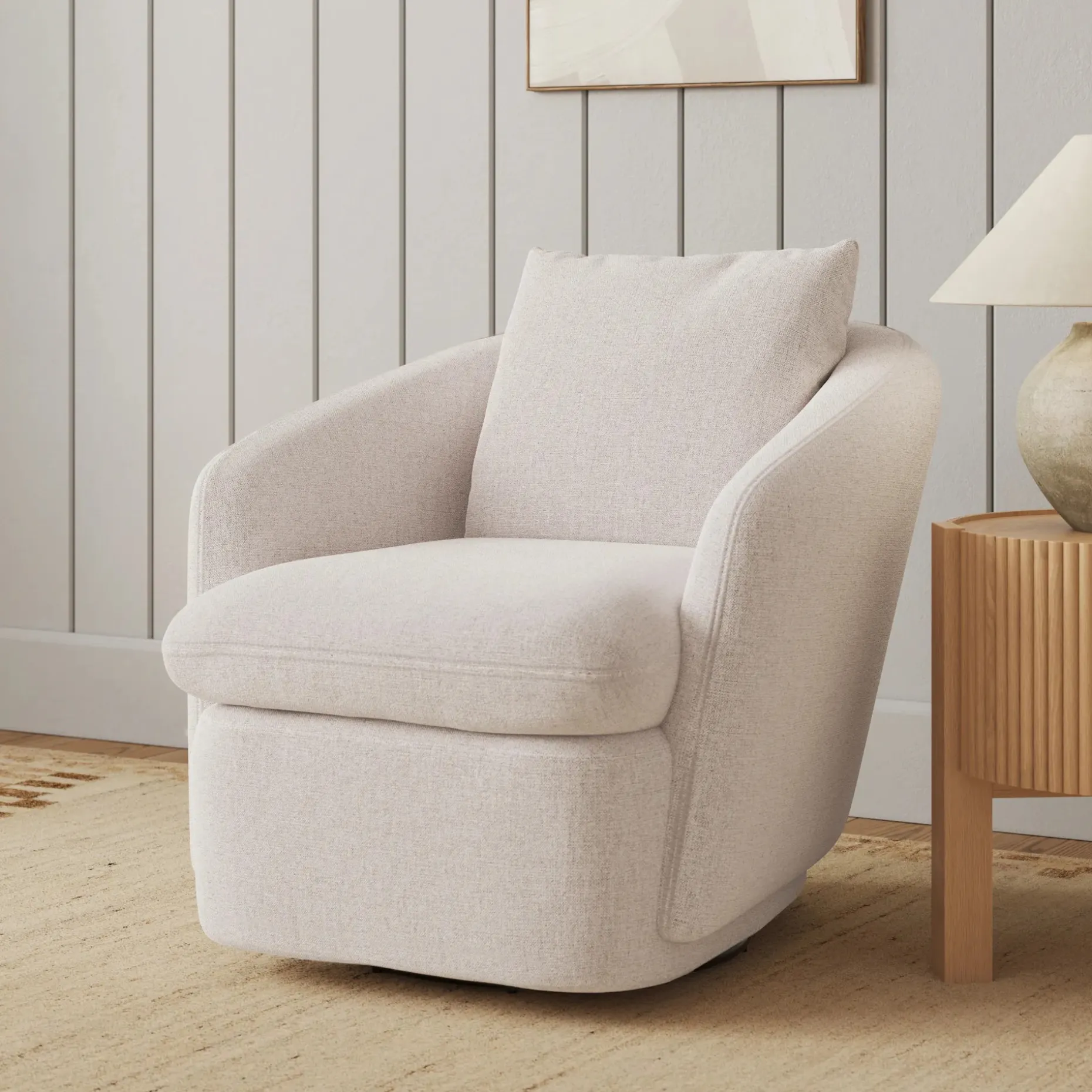 Leigh 33" Swivel Lounge Chair - Napa White