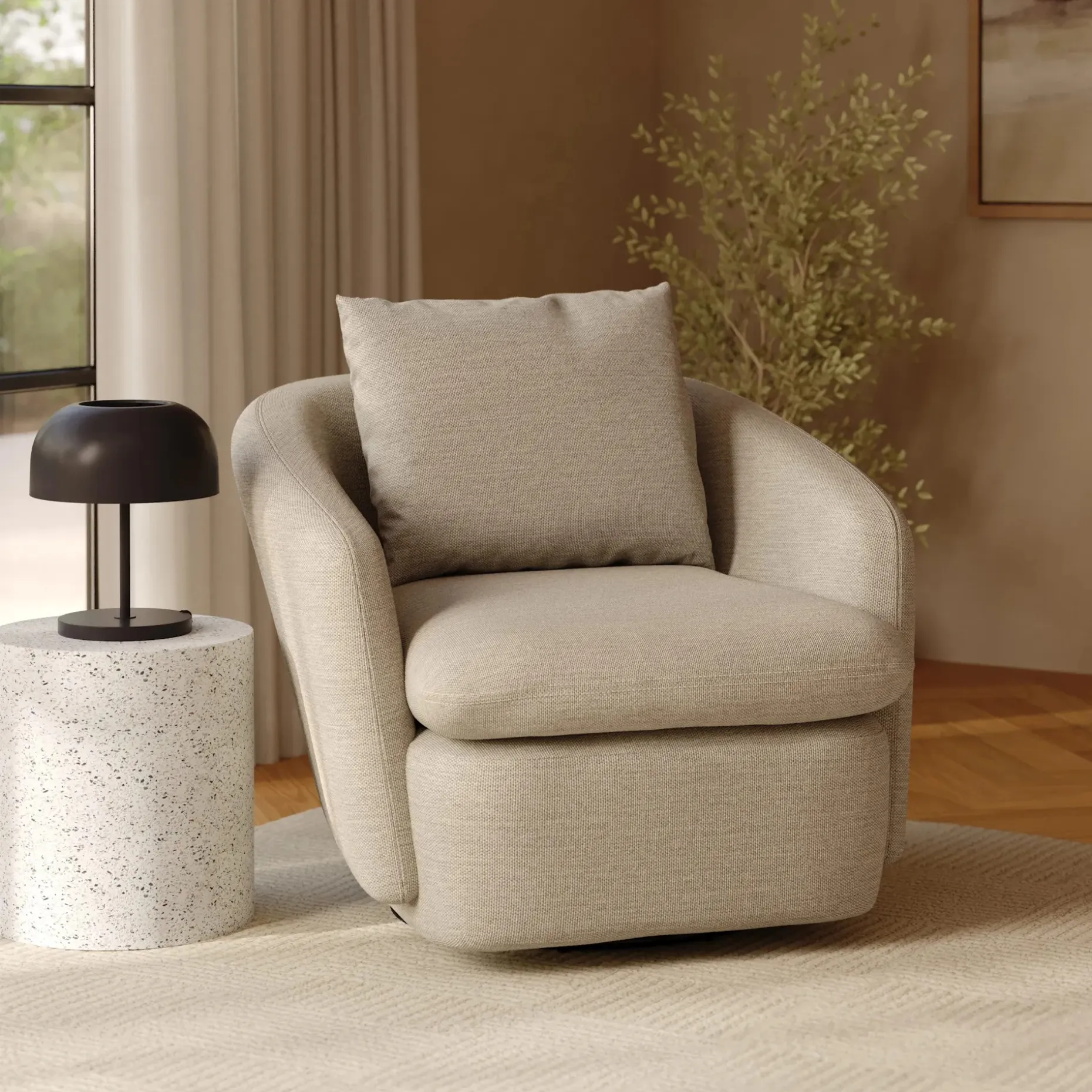 Leigh 33" Swivel Lounge Chair - Silver Taupe