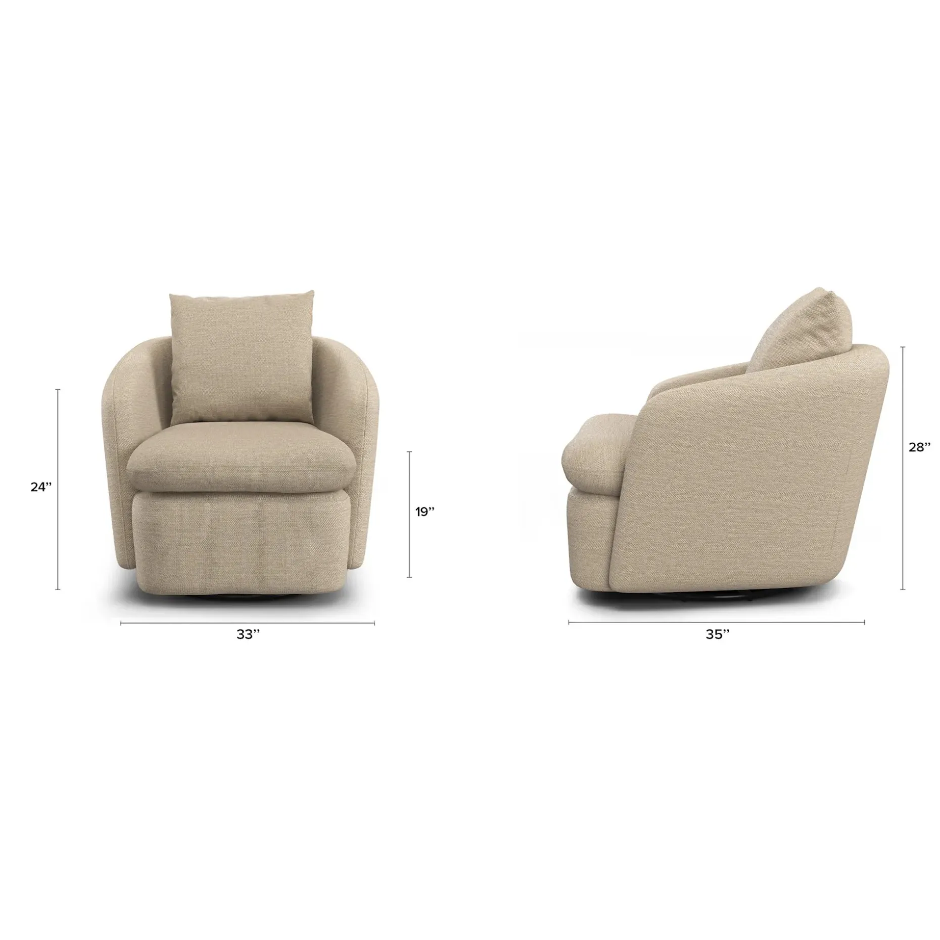 Leigh 33" Swivel Lounge Chair - Silver Taupe