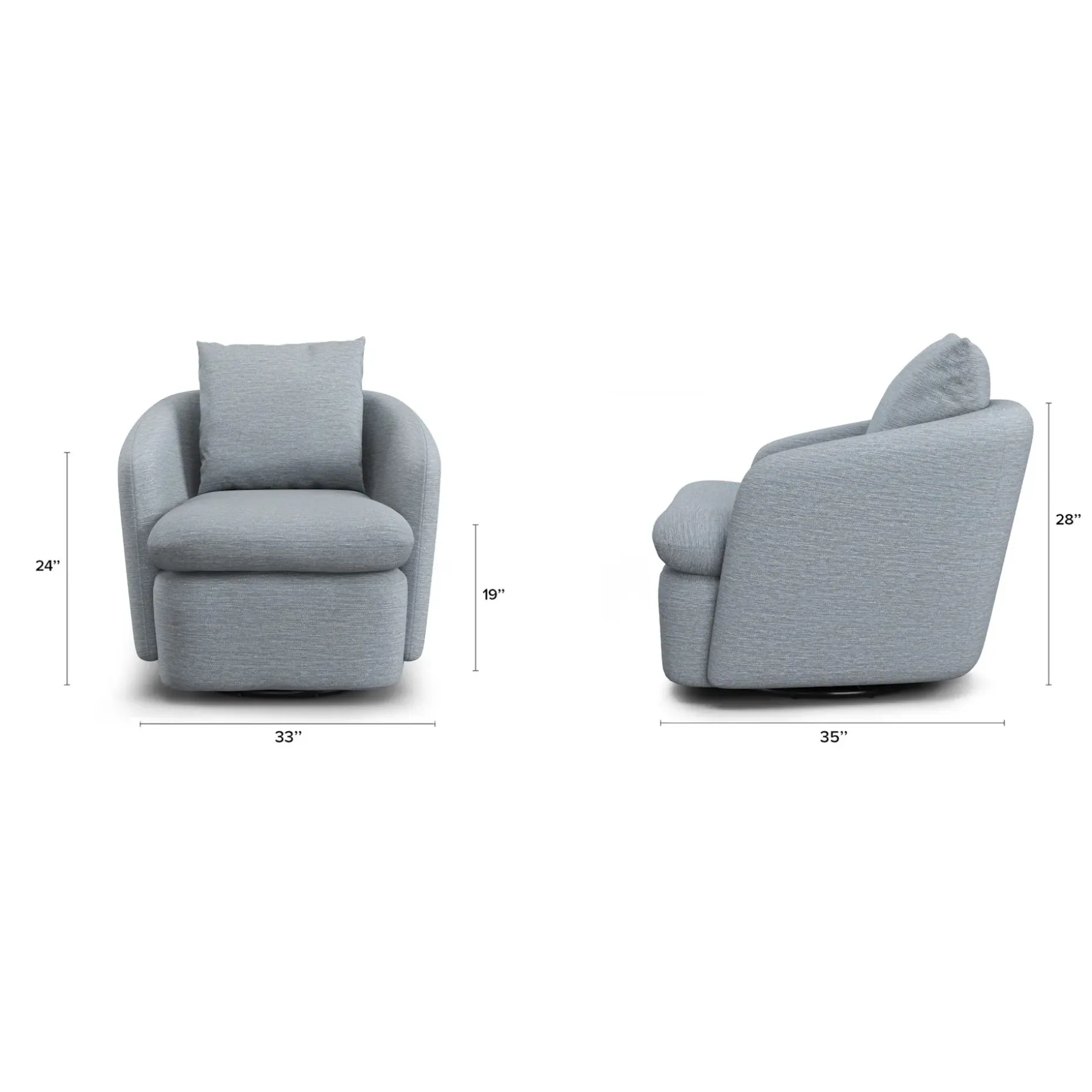 Leigh 33" Swivel Lounge Chair - Silver Light Blue
