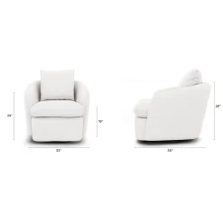 Leigh 33" Swivel Lounge Chair - Silver Ivory