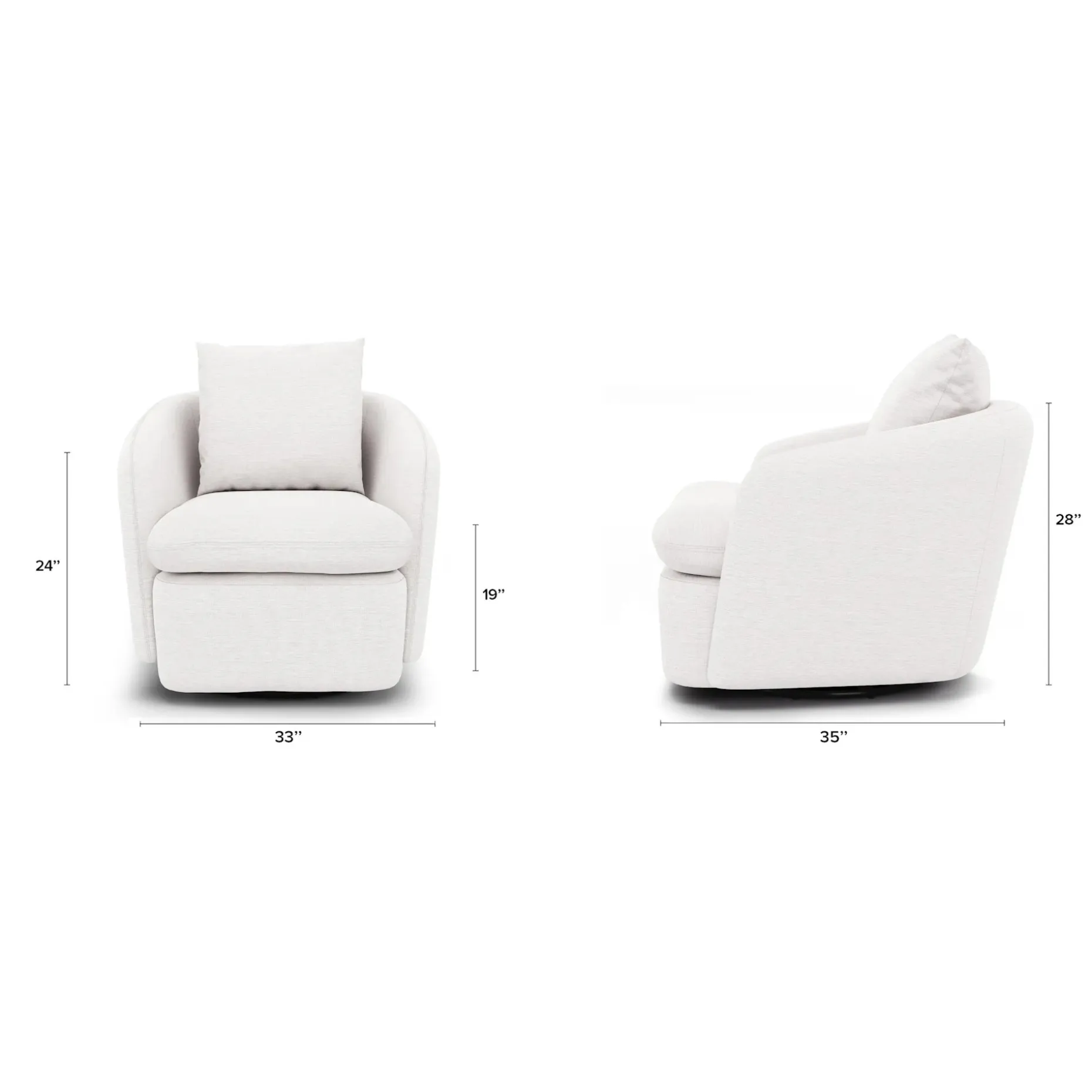 Leigh 33" Swivel Lounge Chair - Silver Ivory