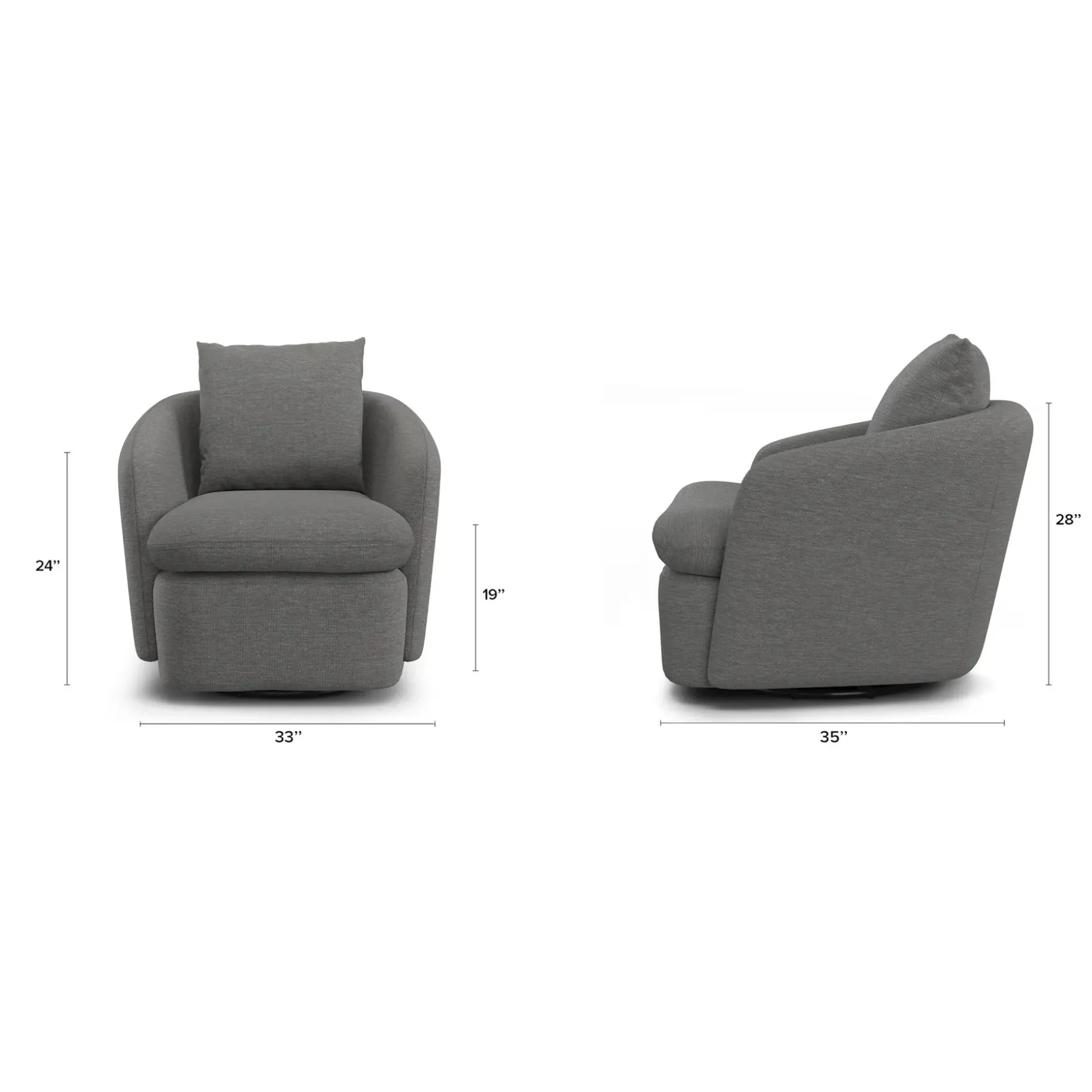 Leigh 33" Swivel Lounge Chair - Silver Gray