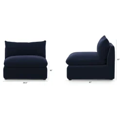 Leigh 39.5" Velvet Armless Chair Module - Hale Ink