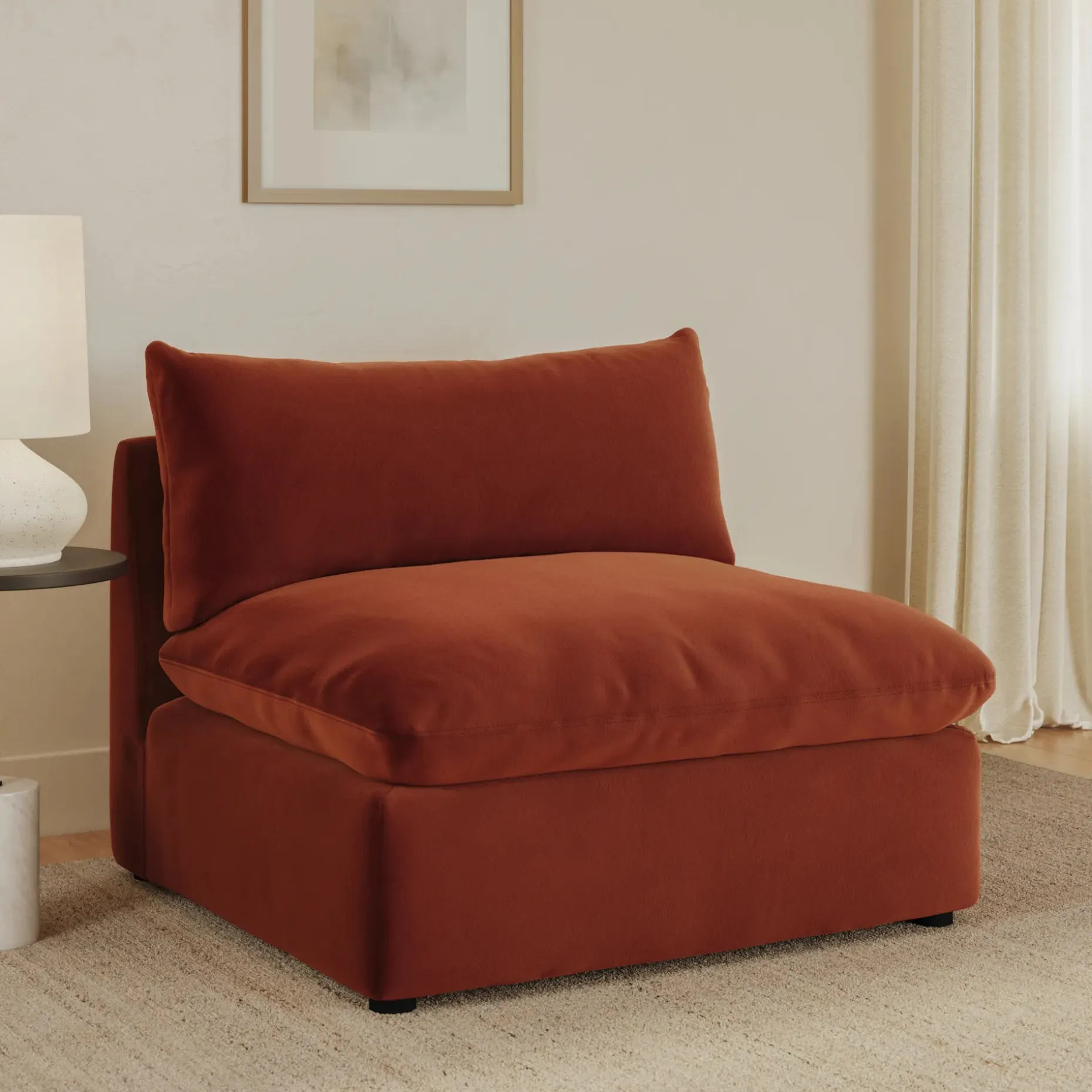 Leigh 39.5" Velvet Armless Chair Module - Hale Rust