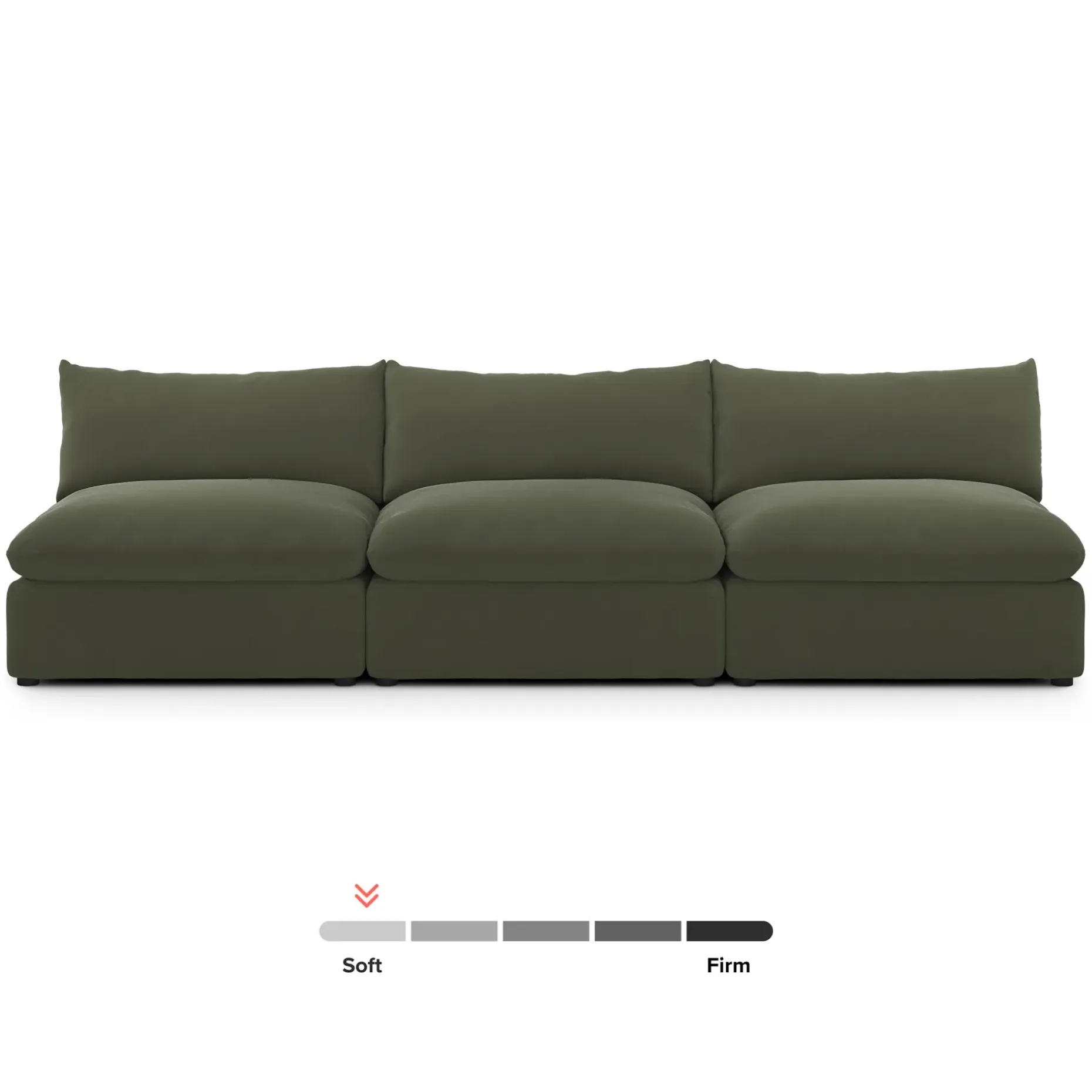 Leigh 118" Velvet Armless Modular Sofa - Hale Fir Green