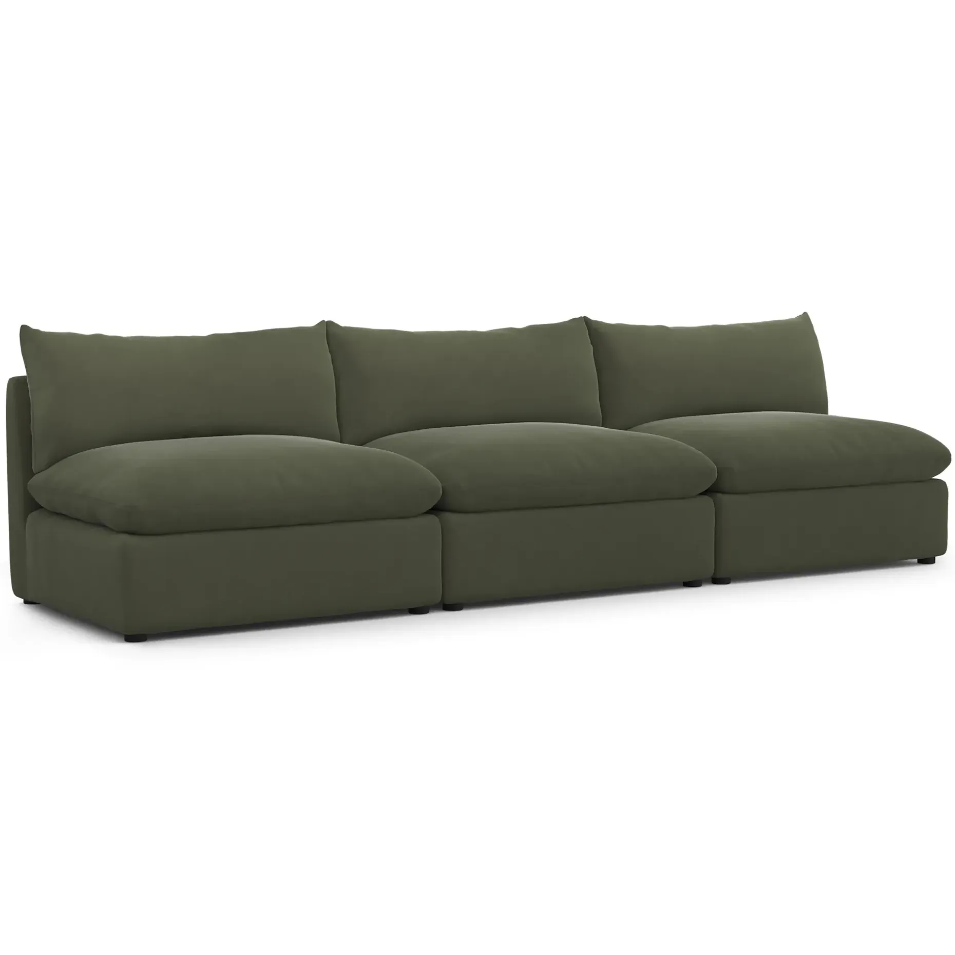 Leigh 118" Velvet Armless Modular Sofa - Hale Fir Green