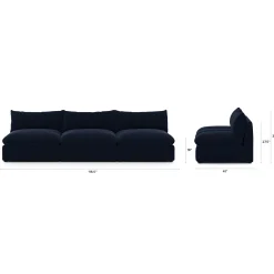 Leigh 118" Velvet Armless Modular Sofa - Hale Ink