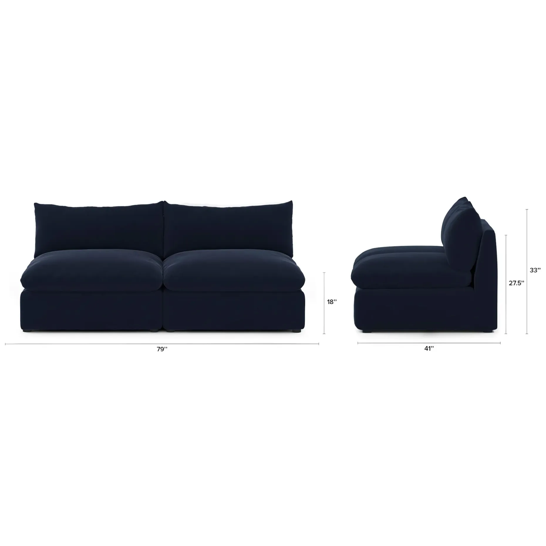 Leigh 79" Velvet Armless Modular Sofa - Hale Ink
