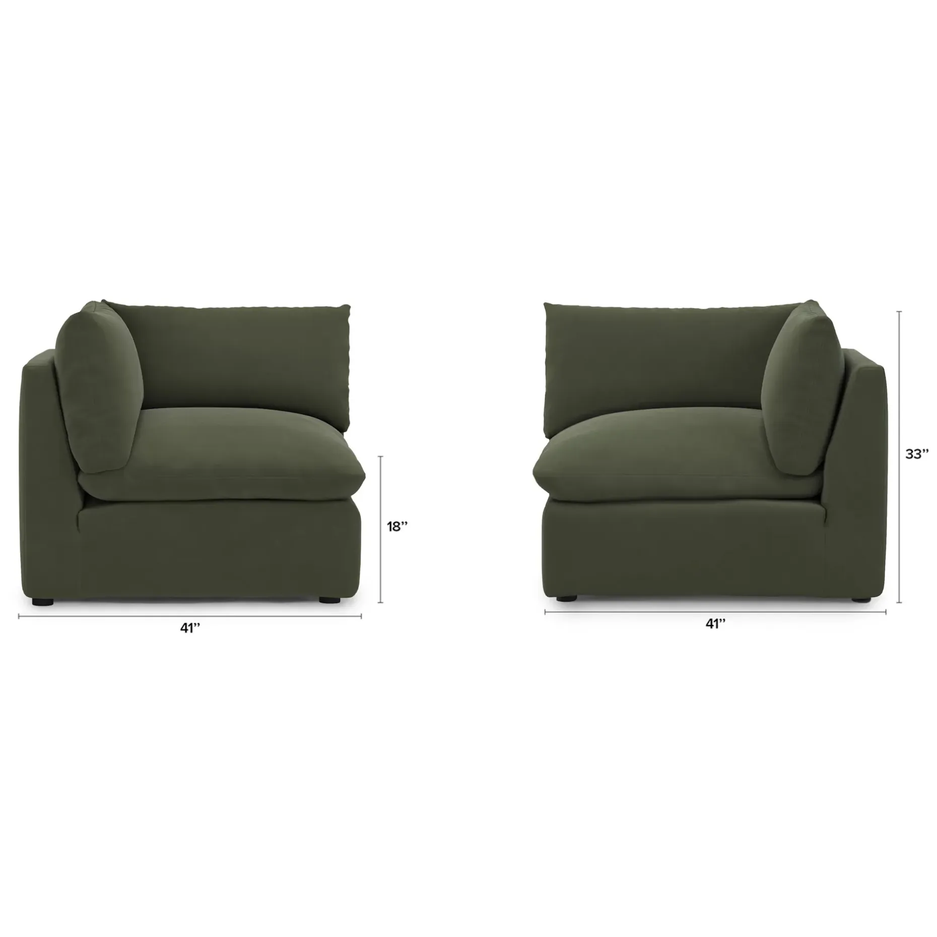 Leigh 41" Velvet Corner Chair Module - Hale Fir Green
