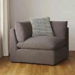 Leigh 41" Velvet Corner Chair Module - Hale Warm Gray