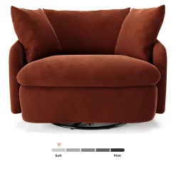 Leigh 47" Velvet Grand Swivel Lounge Chair - Hale Rust
