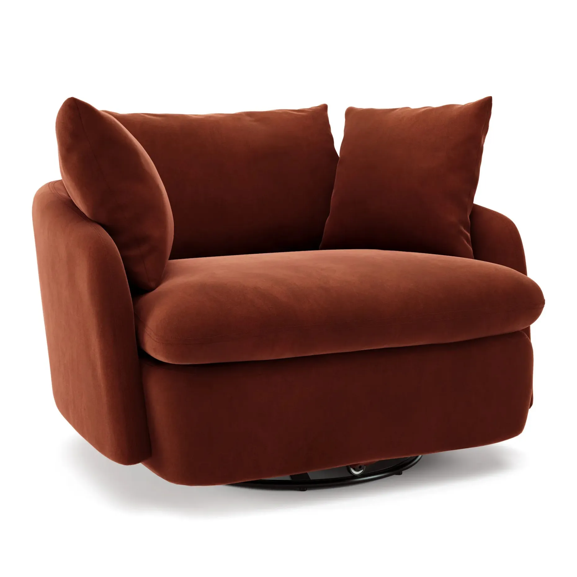 Leigh 47" Velvet Grand Swivel Lounge Chair - Hale Rust