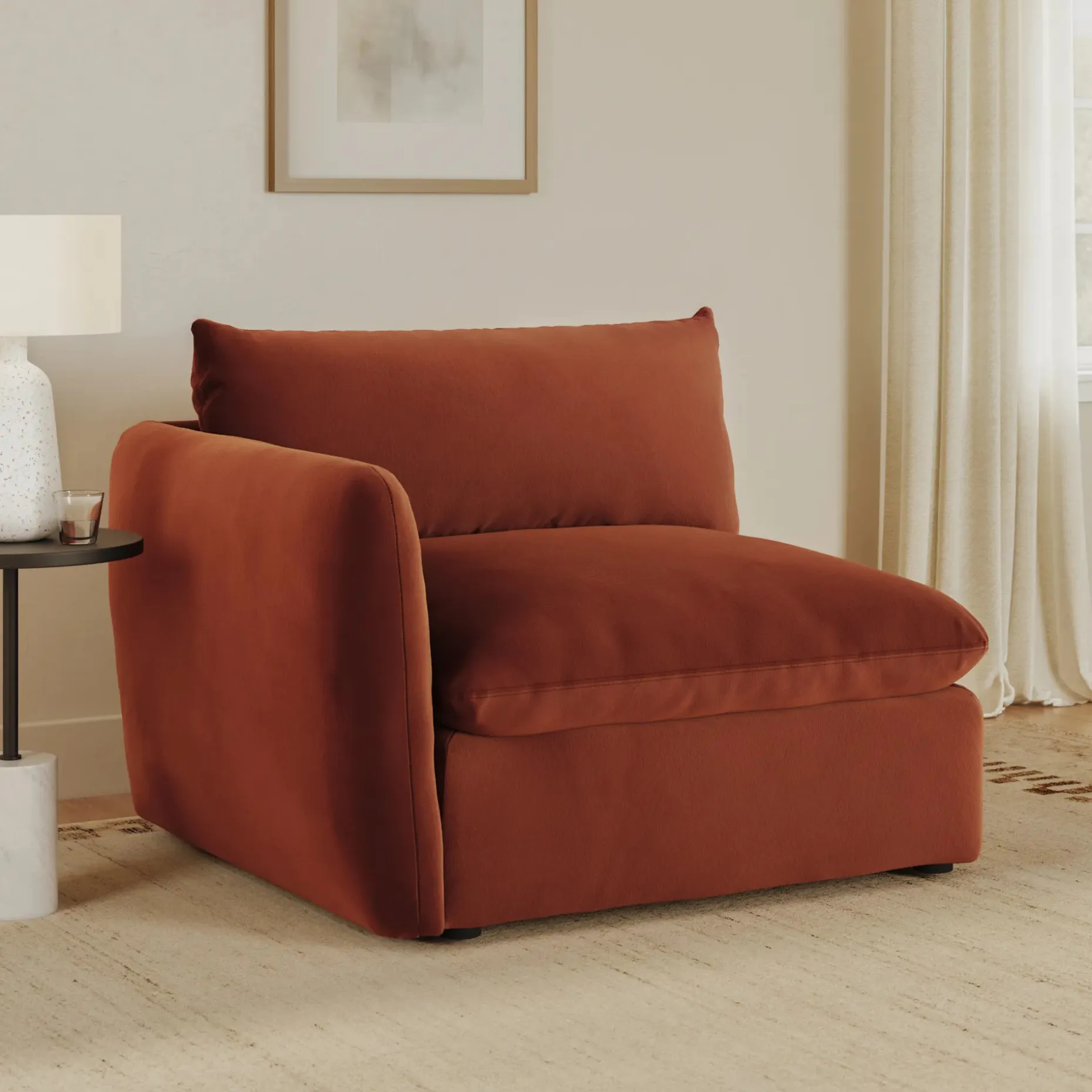 Leigh 46" Velvet Left Arm Module - Hale Rust